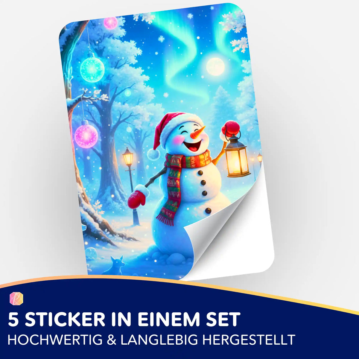 Dekorativer Schneemann-Sticker für Diamond Painting Organisation und Zubehör aus dem 5er-Set von Picmondoo