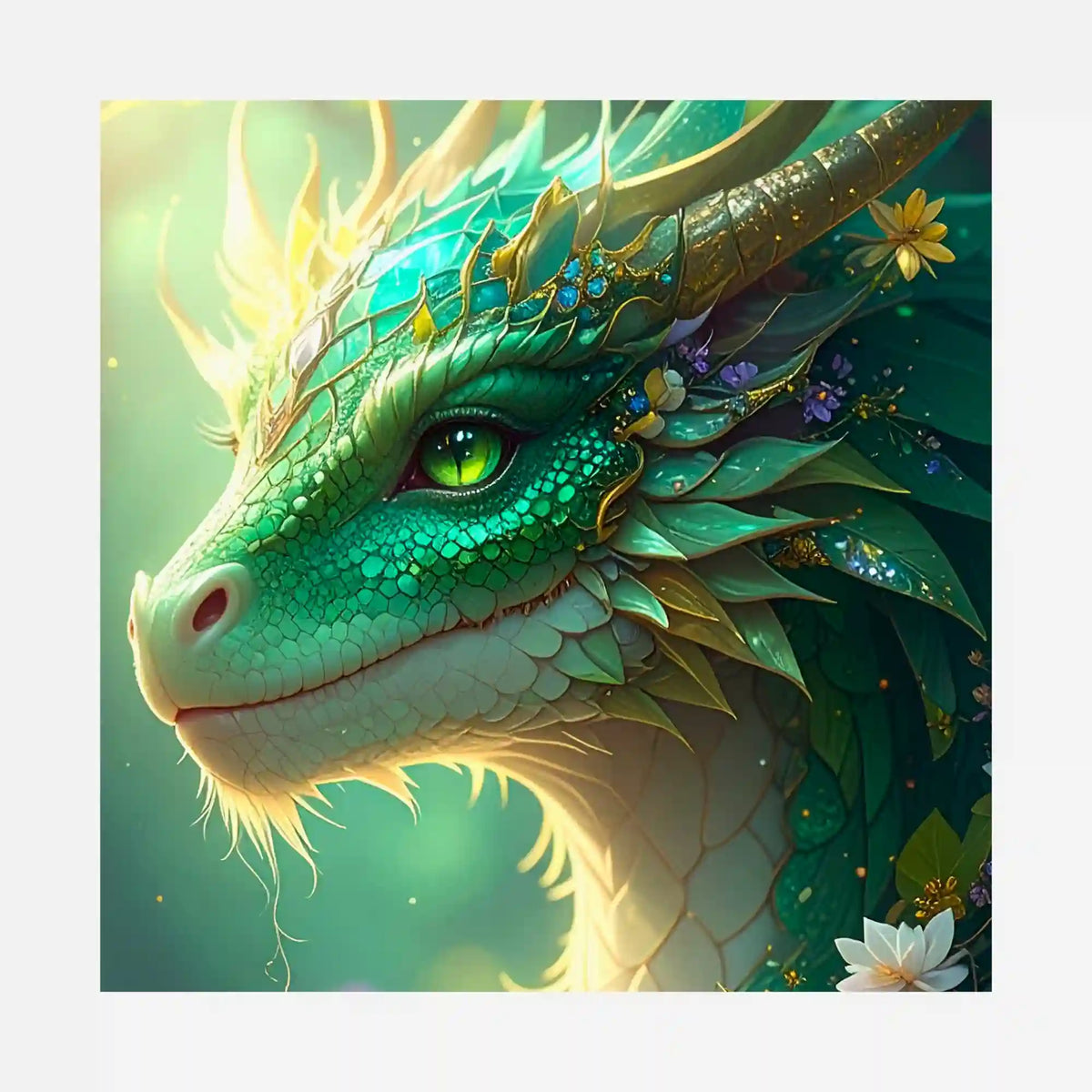 Grüner Drache Hüter des Smaragdwaldes – Motiv für Diamond Painting Silikonpapier-Set