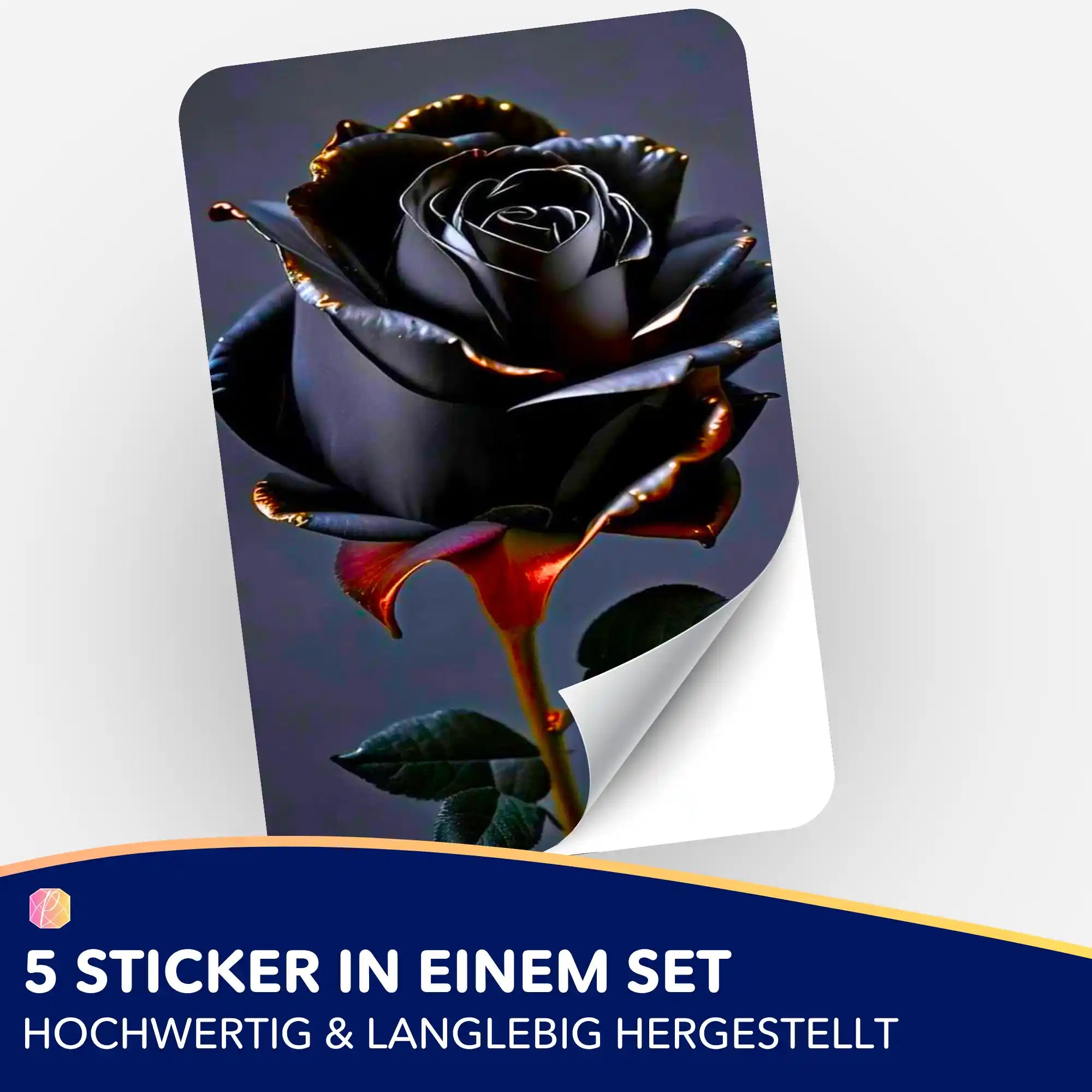 Aufkleber 5er-Set - Black rose