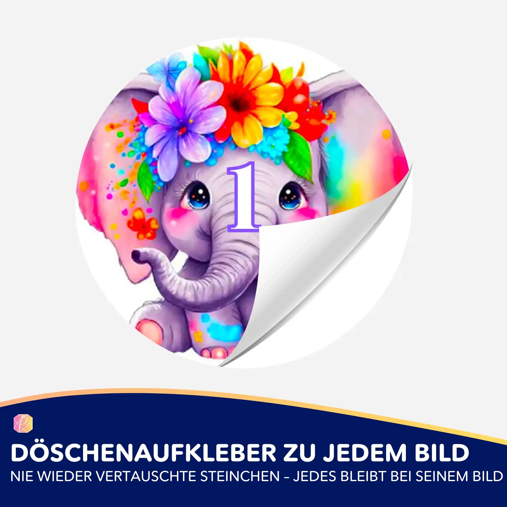Döschenaufkleber - Der kleine Blumenelefant