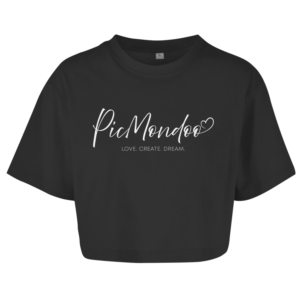 Damen Oversize Crop Top picmondoo logo