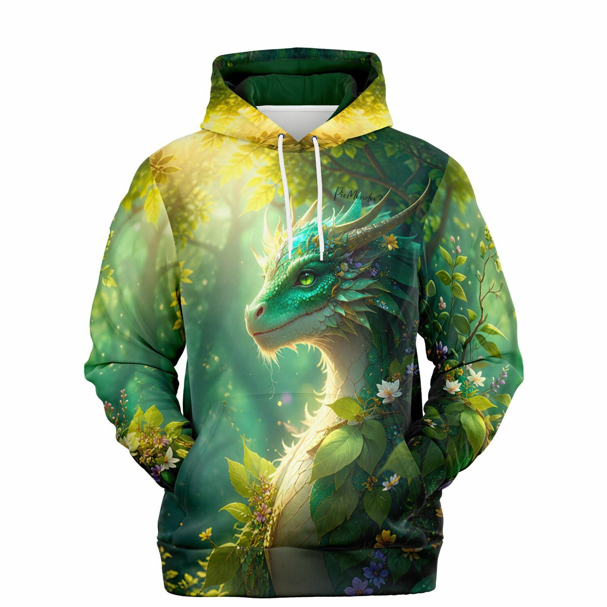 Dreamer Hoodie mit grünem Drachen-Motiv Hüter des Smaragdwaldes, ideal für Fans von Diamond Painting und Fantasy-Kunst.