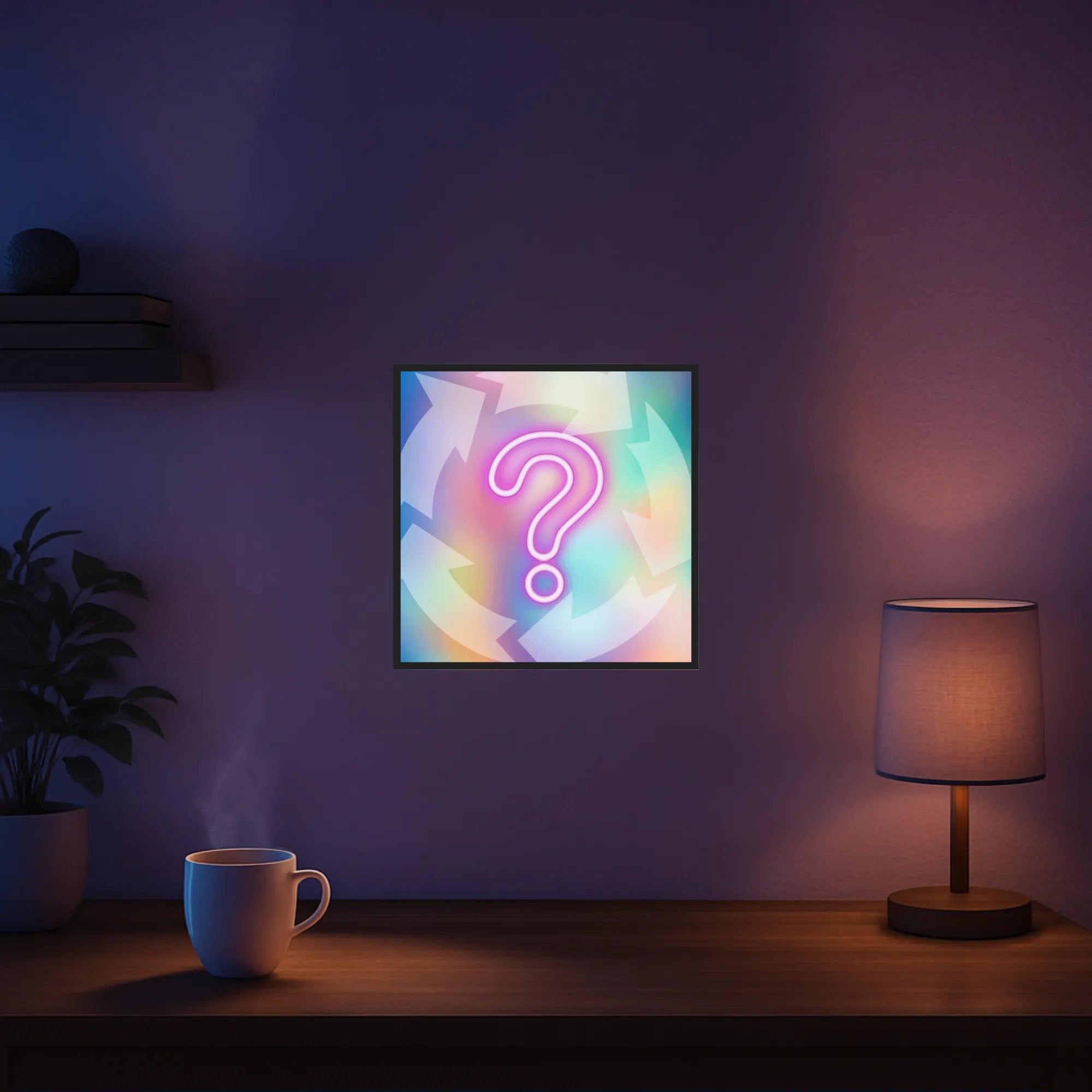 Mystery Diamond Painting Set als Überraschungs-Abo mit neonfarbenem Fragezeichen-Motiv in 30x30cm