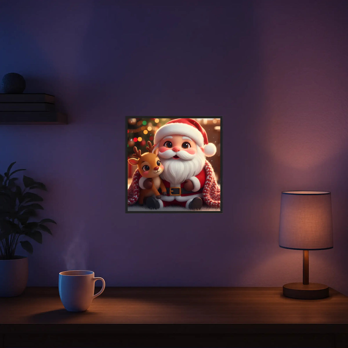 Diamond Painting Weihnachtsmann mit Rentier als festliches DIY-Set für gemütliche Weihnachtsdeko