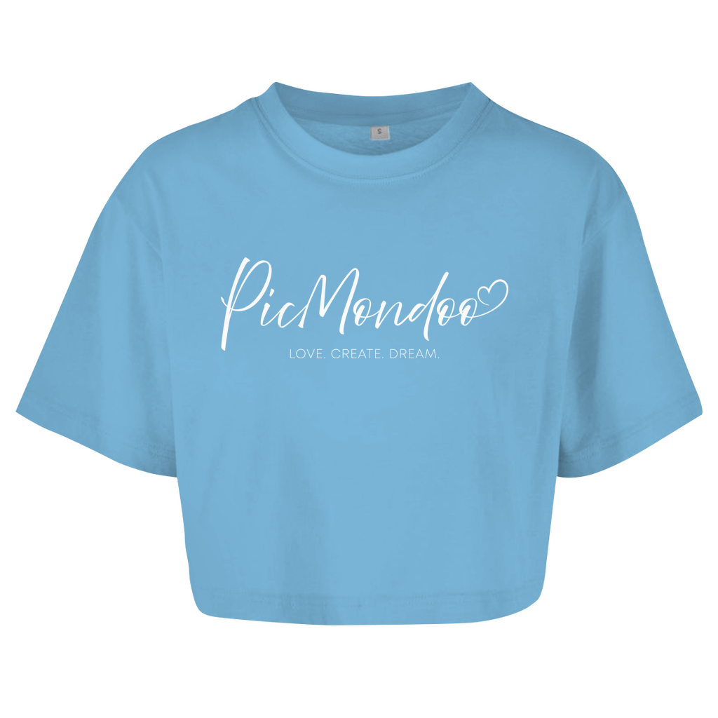 Damen Oversize Crop Top picmondoo logo