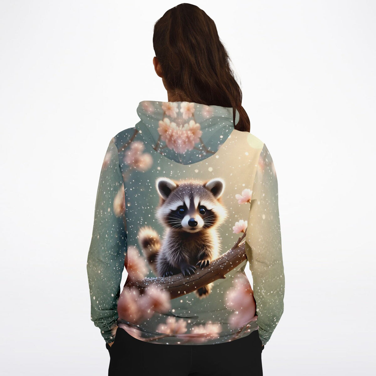 Dreamer Hoodie mit Waschbär-Motiv und Blumen, inspiriert von Malen nach Zahlen und Diamond Painting Designs für Kunstfans