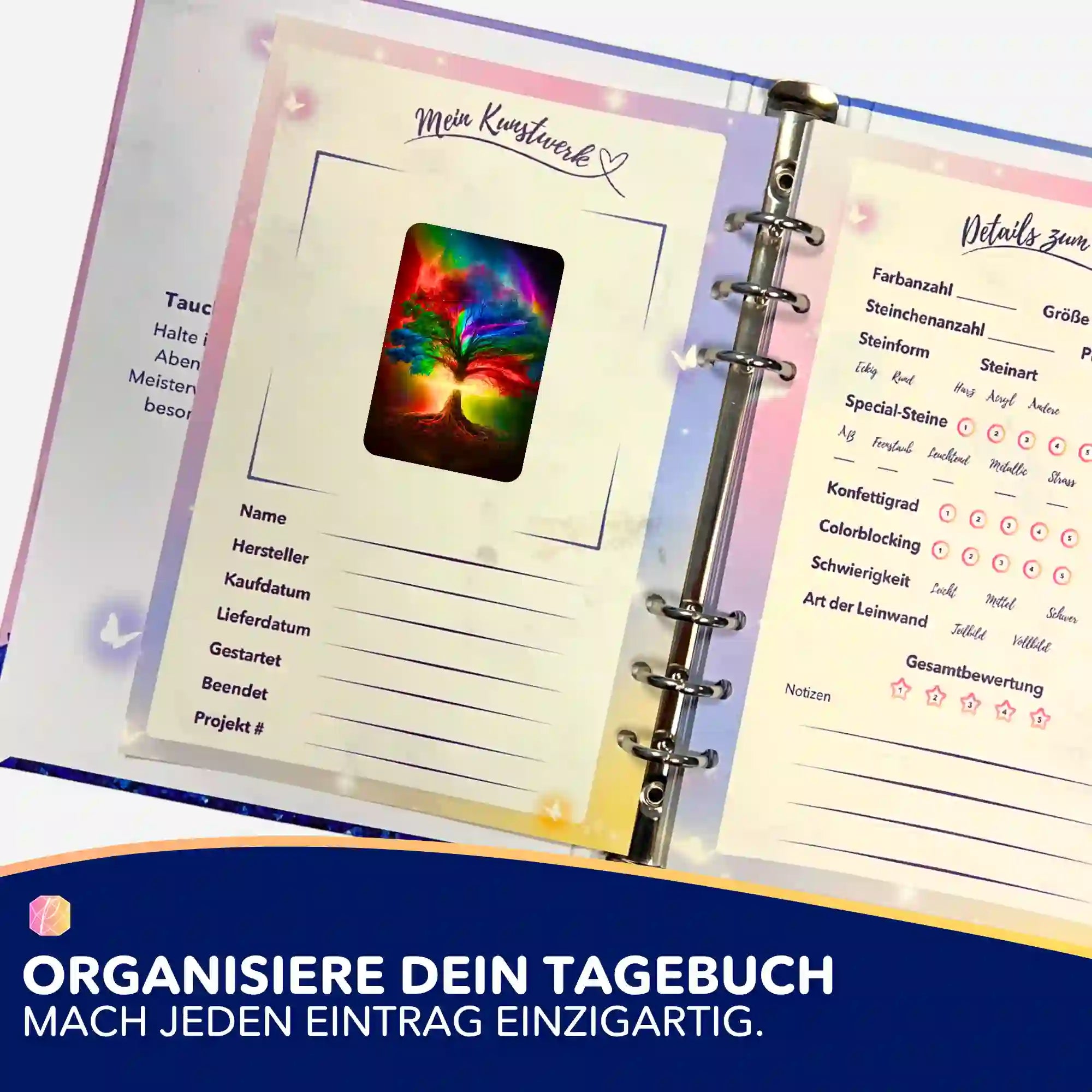 Aufkleber 5er-Set - Lebensbaum der tausend Farben