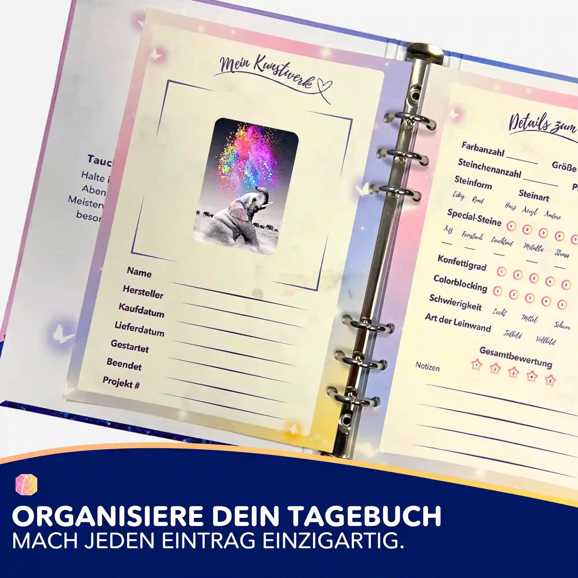 Aufkleber 5er-Set - Elefant "Farbenspiel"