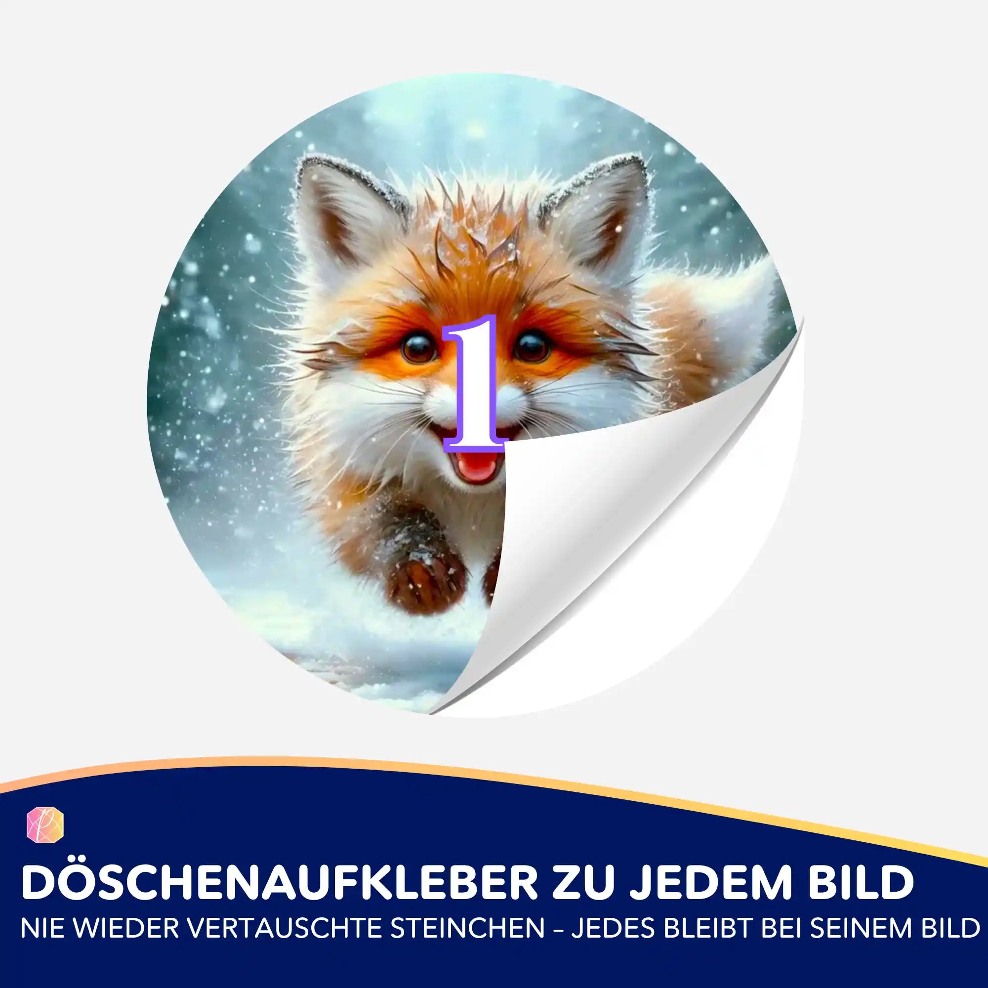 Döschenaufkleber - Kleiner Fuchs im Winterwald
