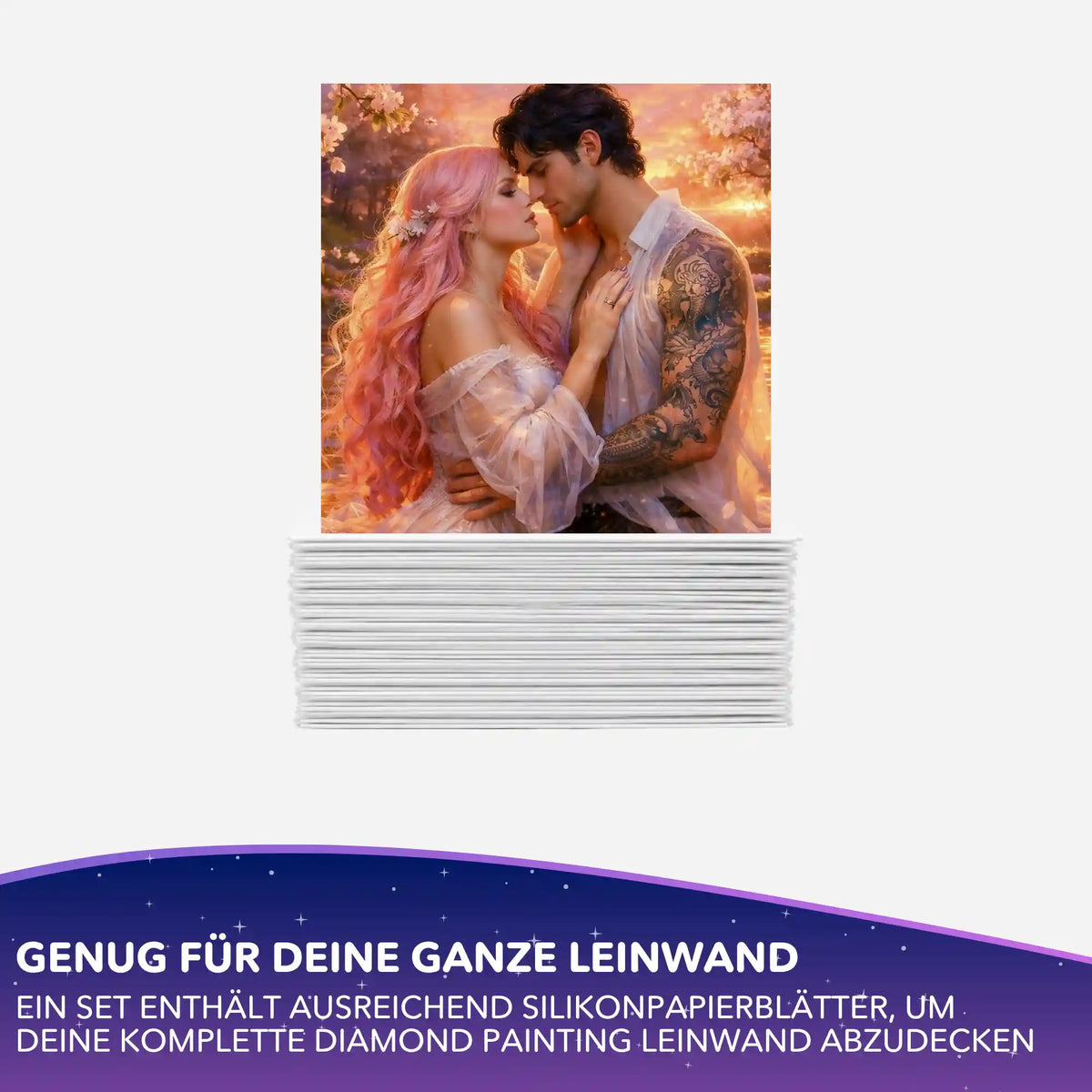 Silikonpapier-Set für Diamond Painting Leinwände mit romantischem Paar-Motiv Trust me