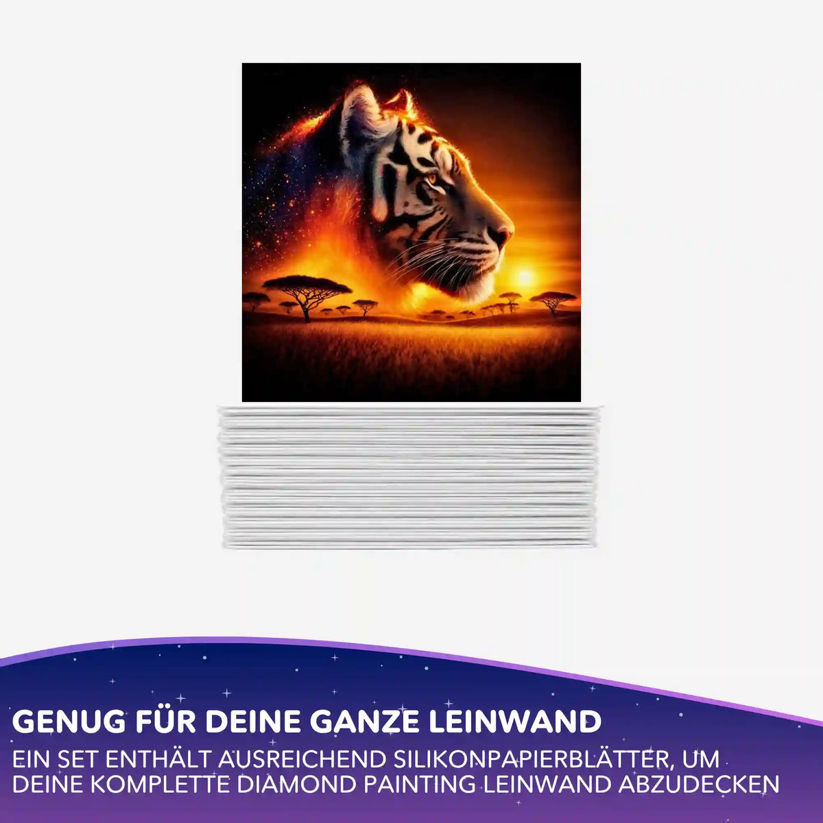 Diamond Painting Silikonpapier-Set zum Abdecken der Leinwand mit Tiger-Motiv