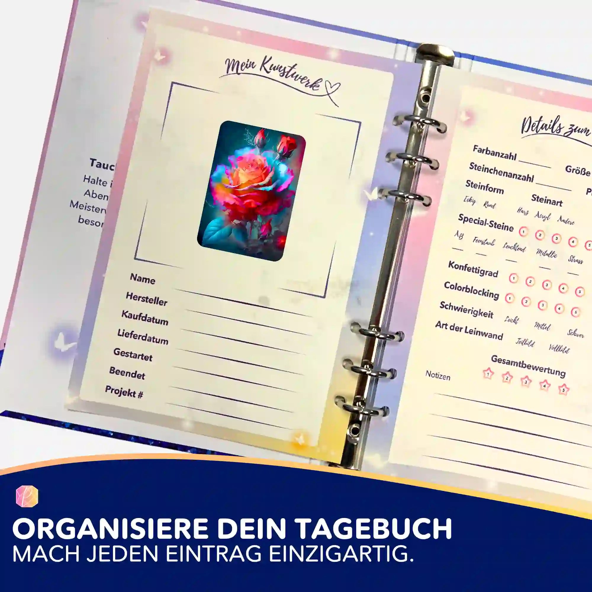 Aufkleber 5er-Set - Zarte Rosenblüte