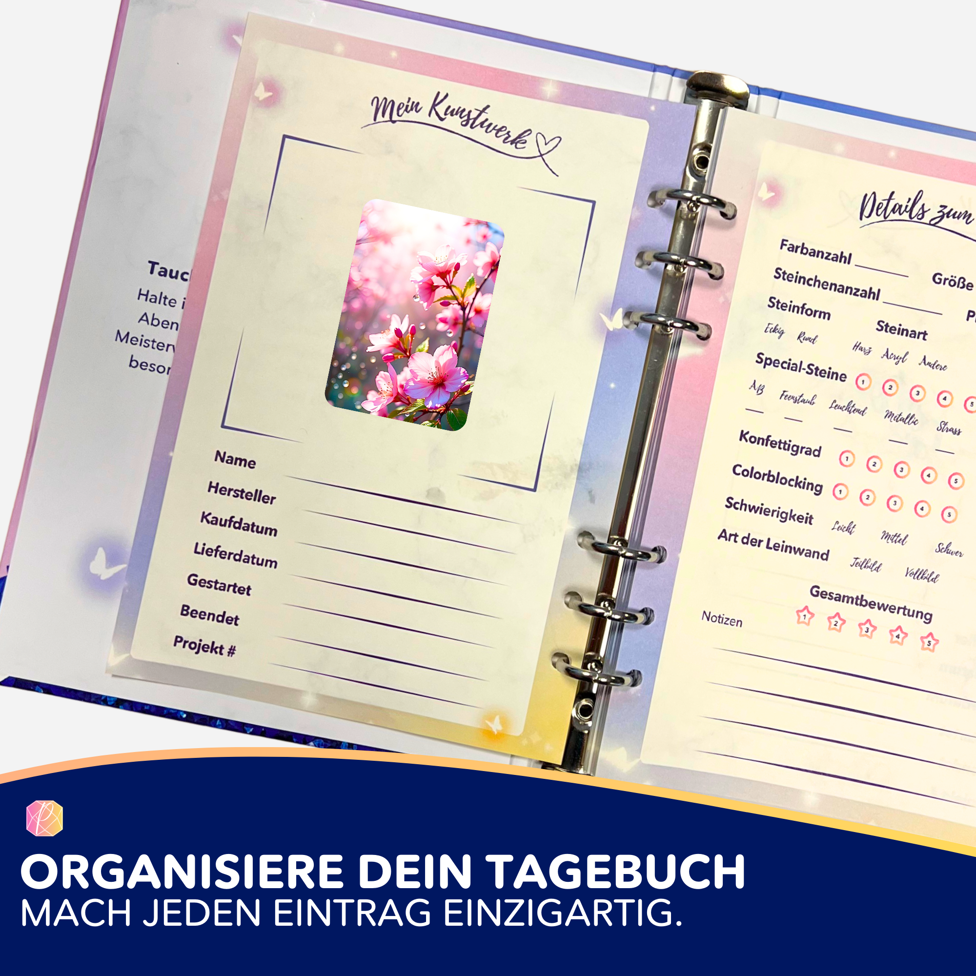 Aufkleber 5er-Set - Zarte Kirschblüten