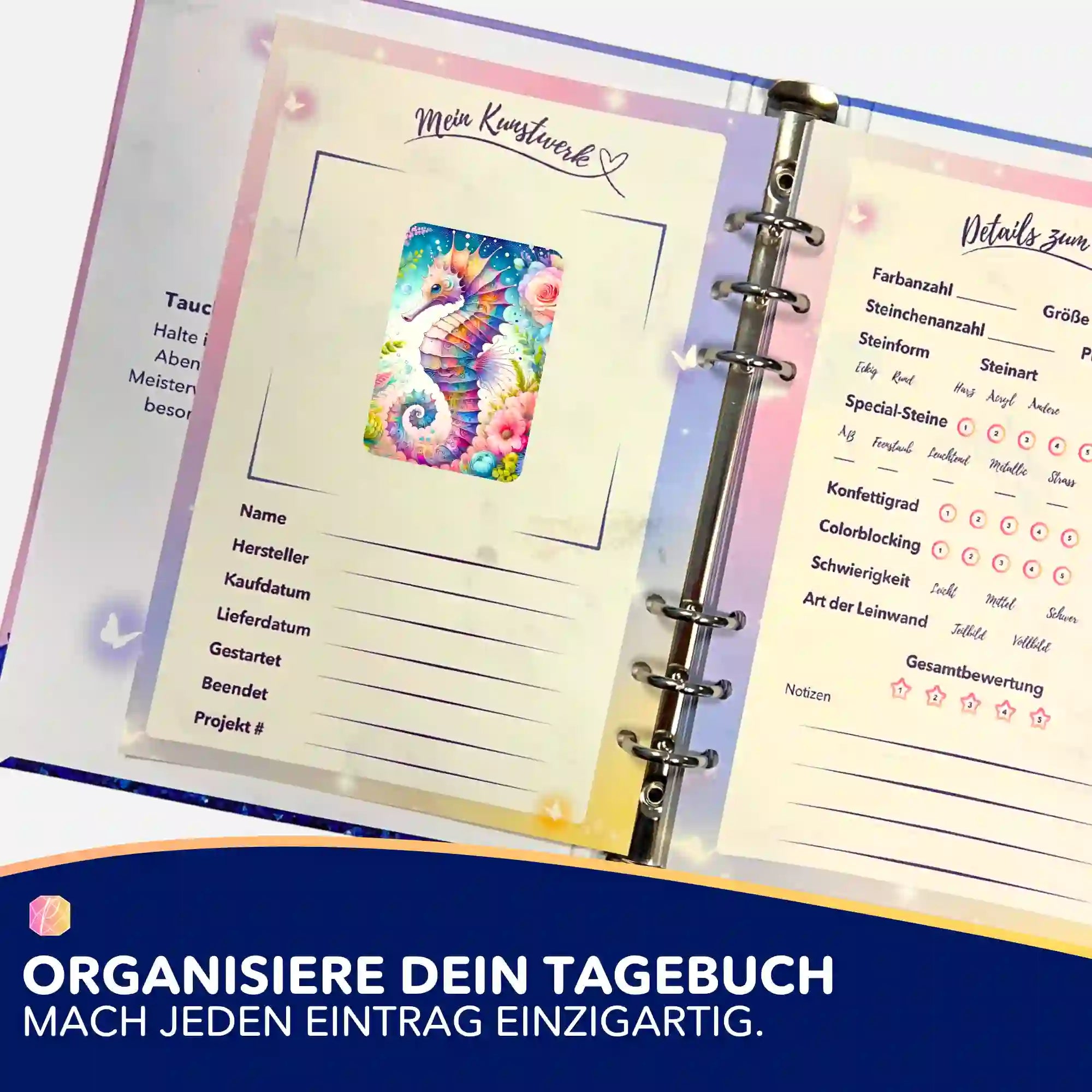 Aufkleber 5er-Set - Seepferdchen Blütentraum