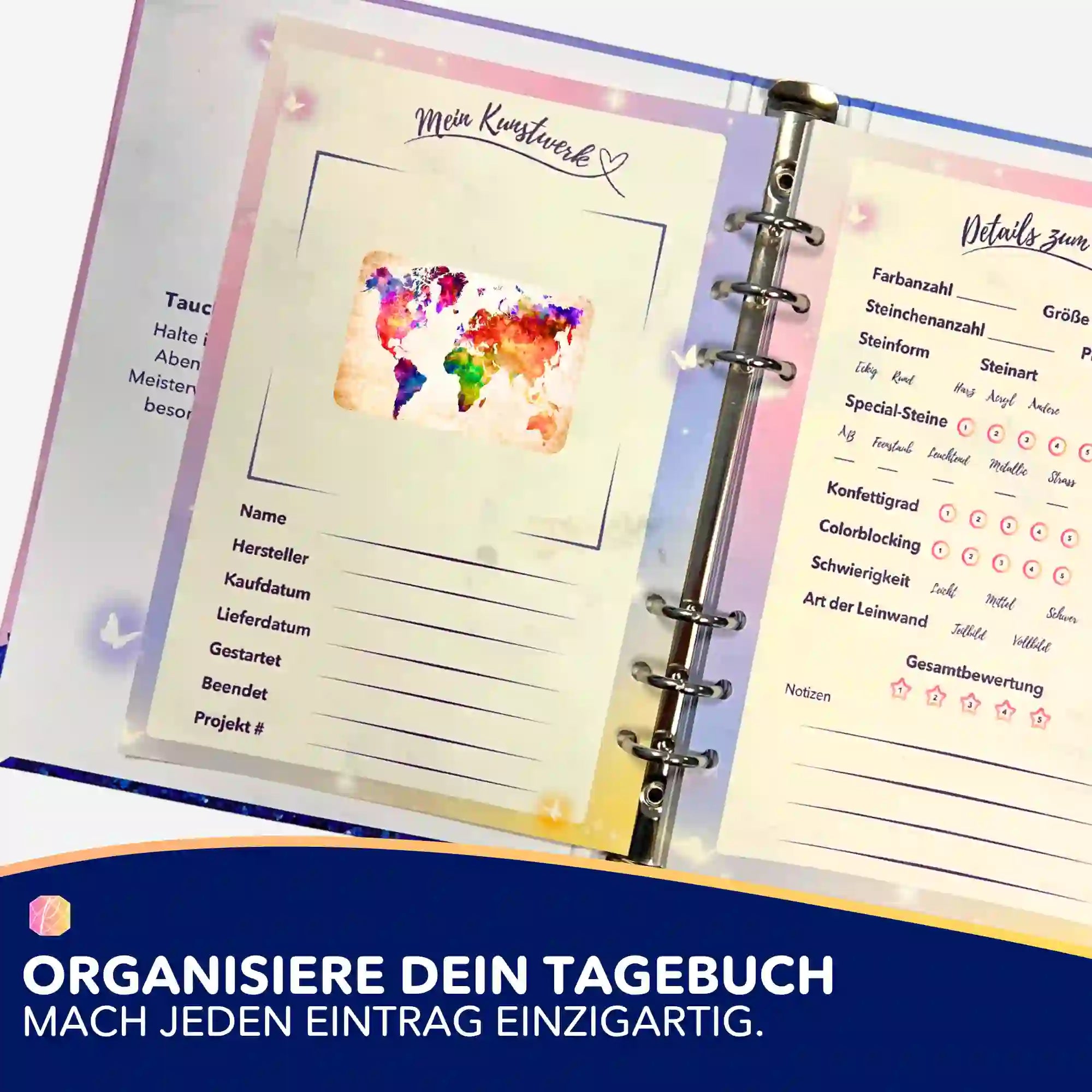 Aufkleber 5er-Set - Bunte Weltkarte