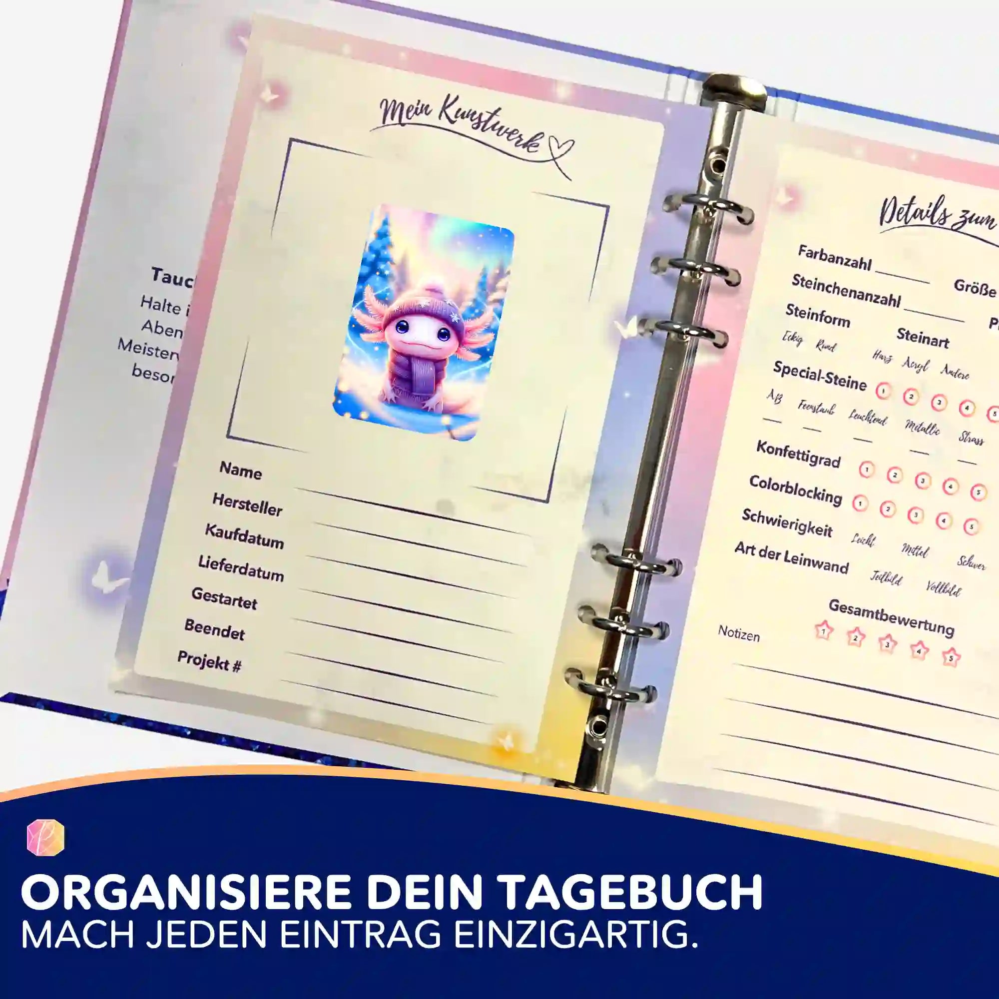 Aufkleber 5er-Set - Axolotl im Urlaub