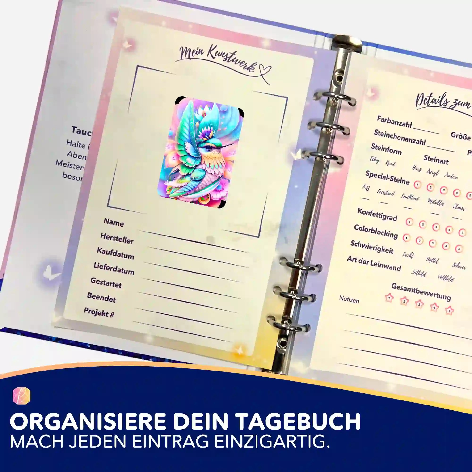 Aufkleber 5er-Set - Kolibri im Blütenkelch