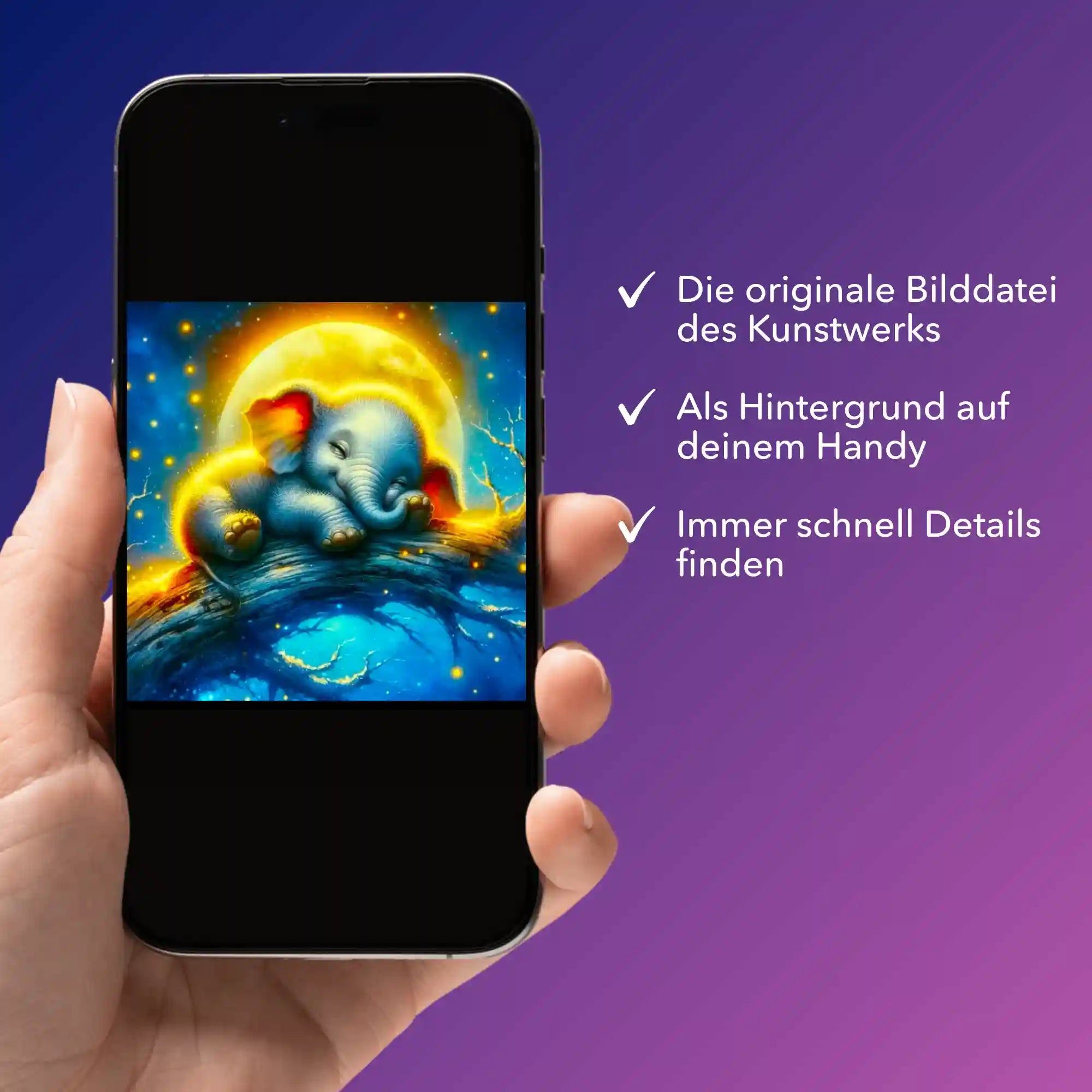 Digitale Bildmappe - Mondschein Elefant