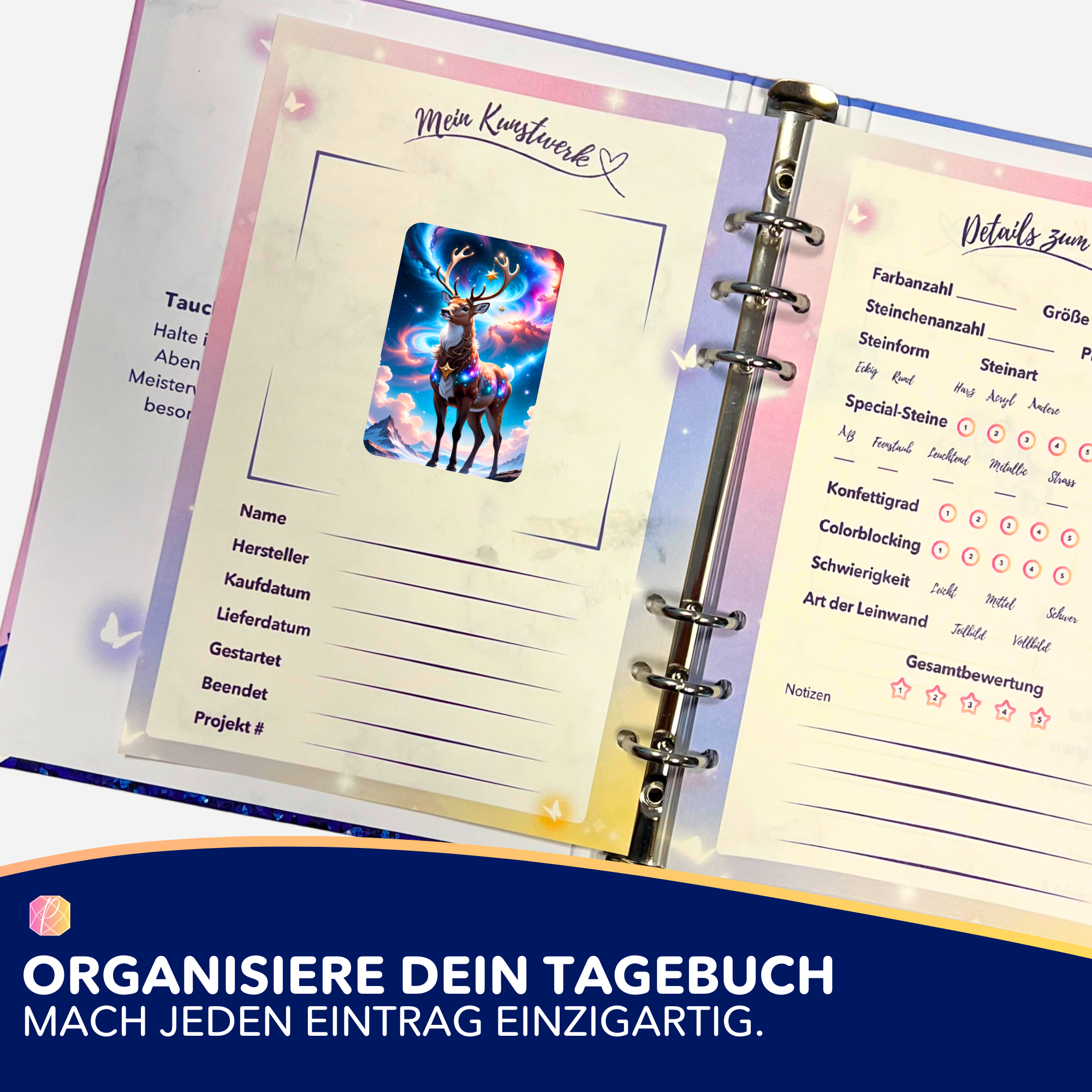 Aufkleber 5er-Set - Rentier im Abendzauber