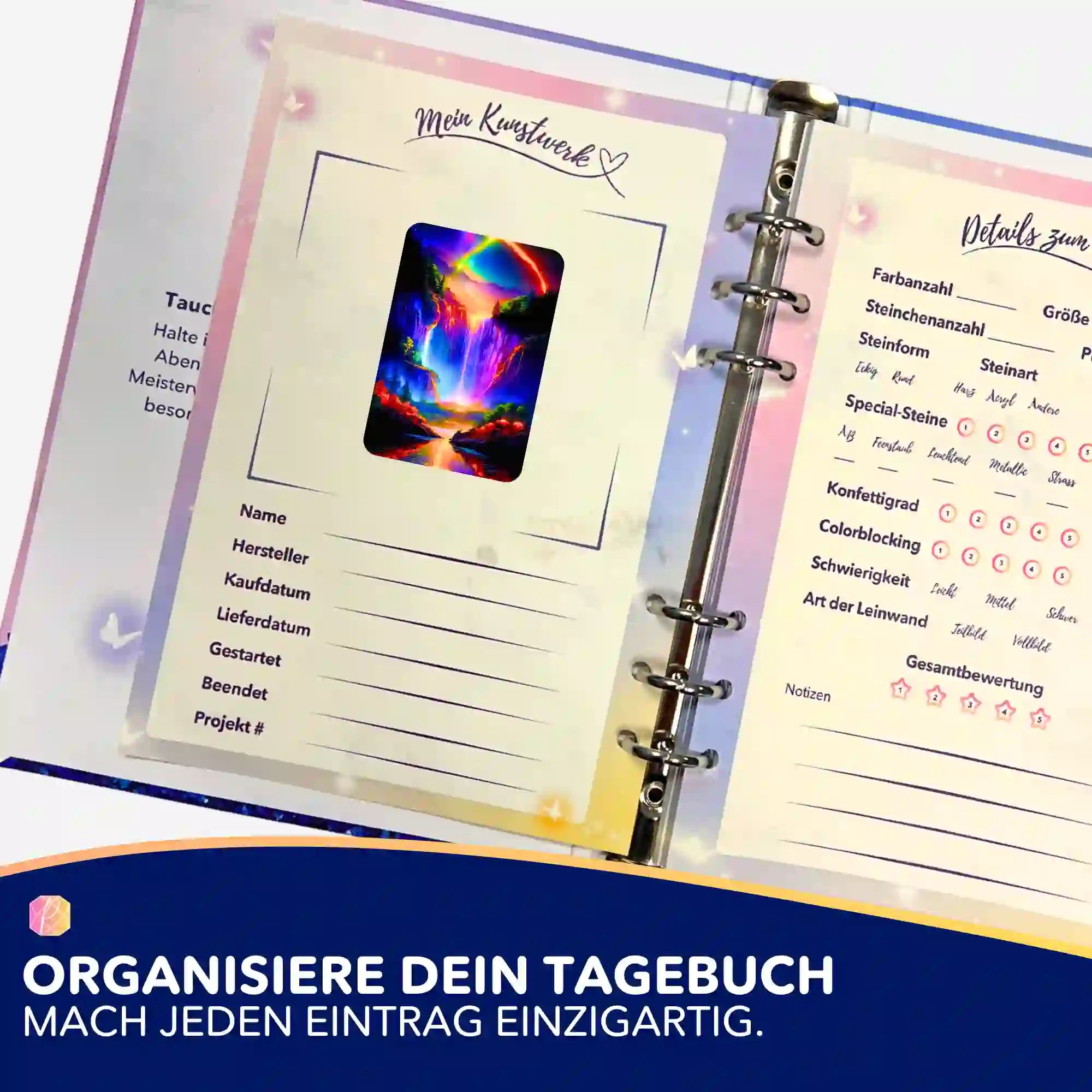 Aufkleber 5er-Set - Nachtleuchten am Wasserfall