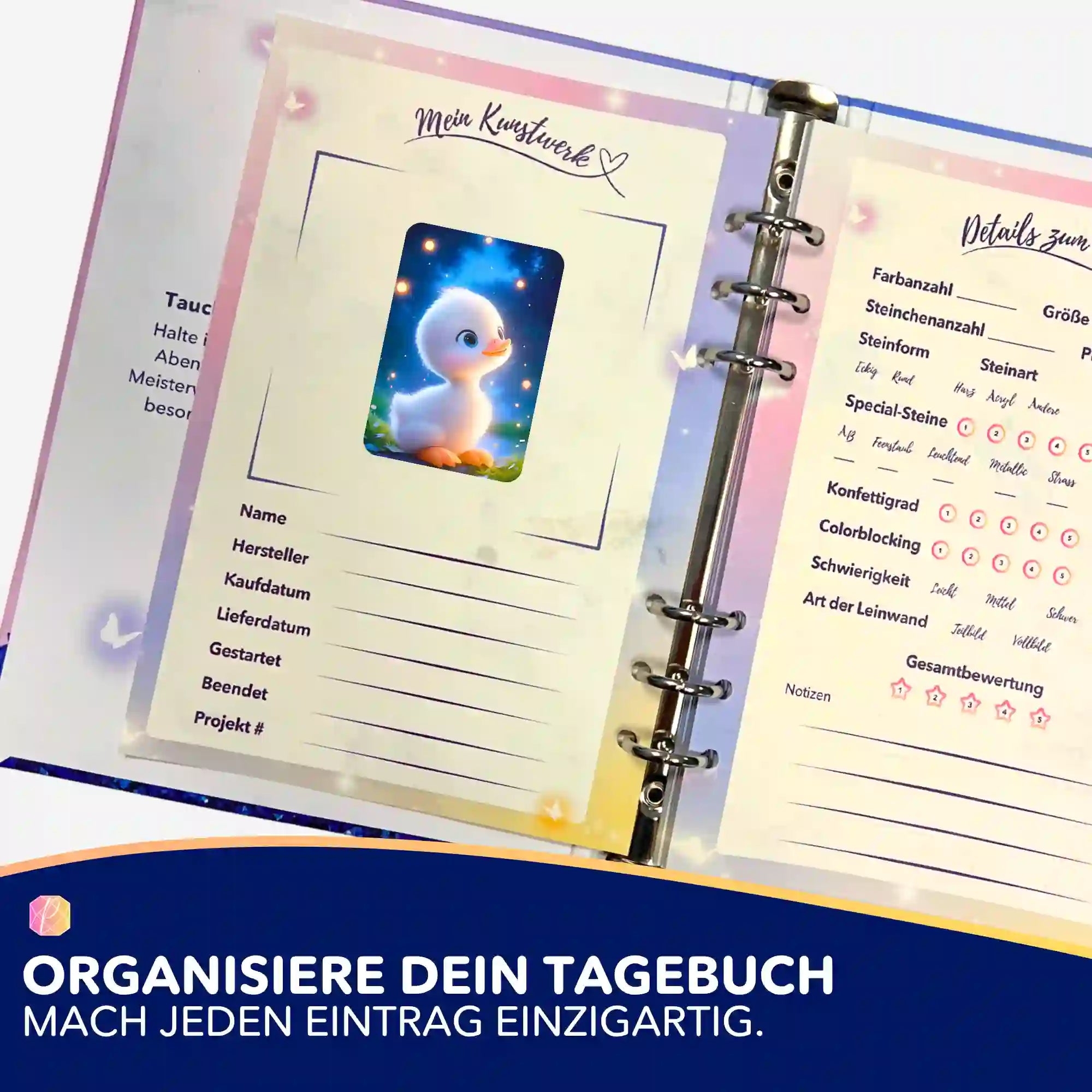 Aufkleber 5er-Set - Glitzer Entlein