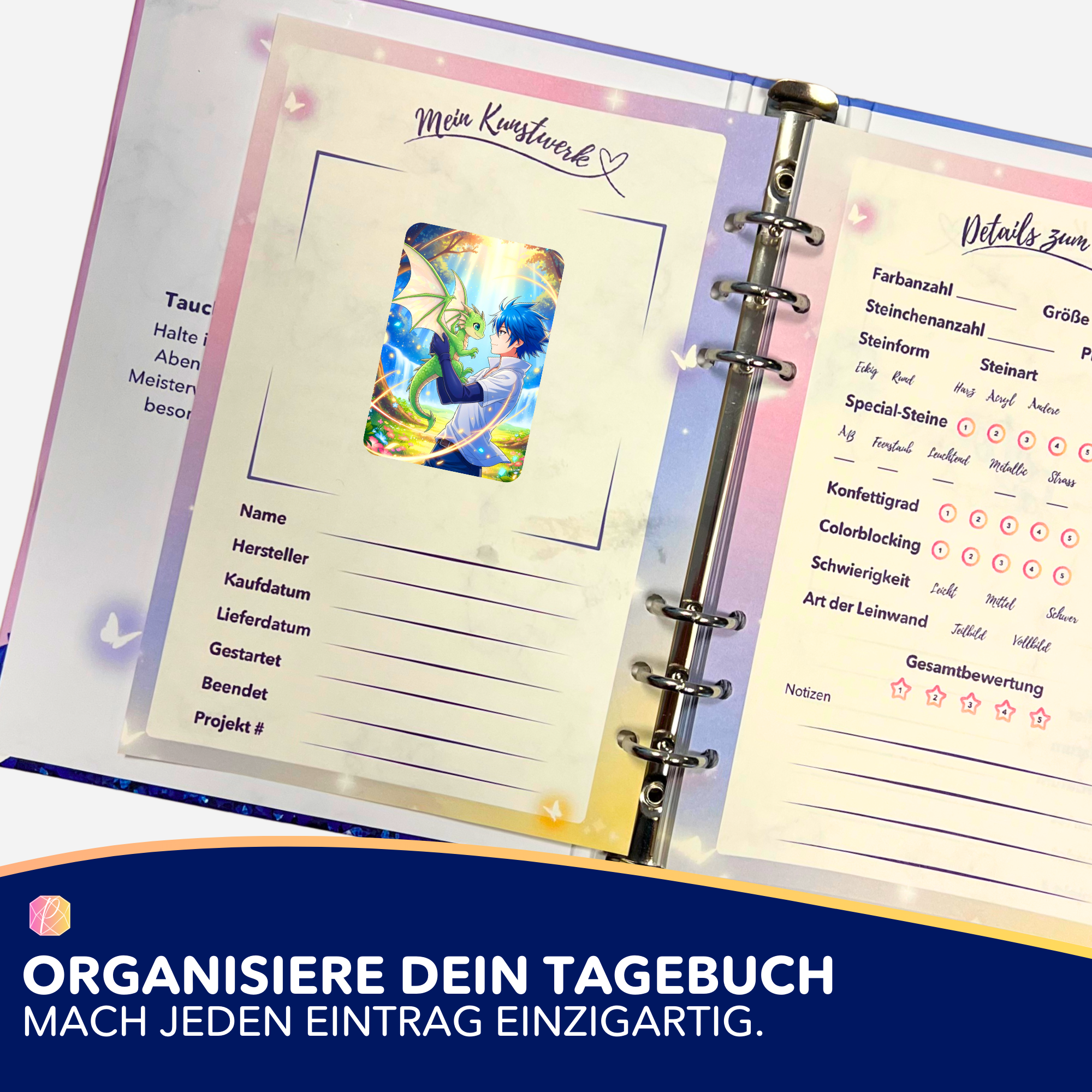 Aufkleber 5er-Set - Diamond Painting 7-Tage Special - Dreamteam am Wasserfall