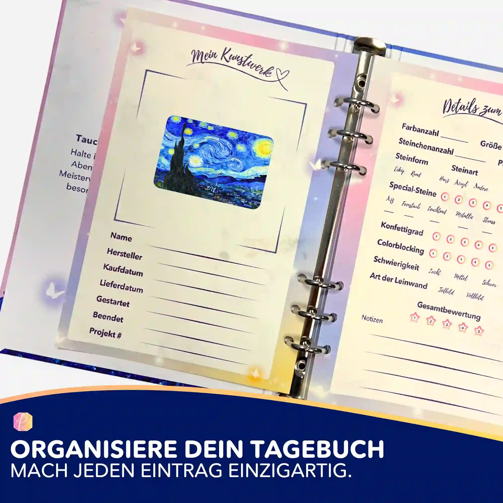 Aufkleber 5er-Set - Van Gogh "Sternennacht"
