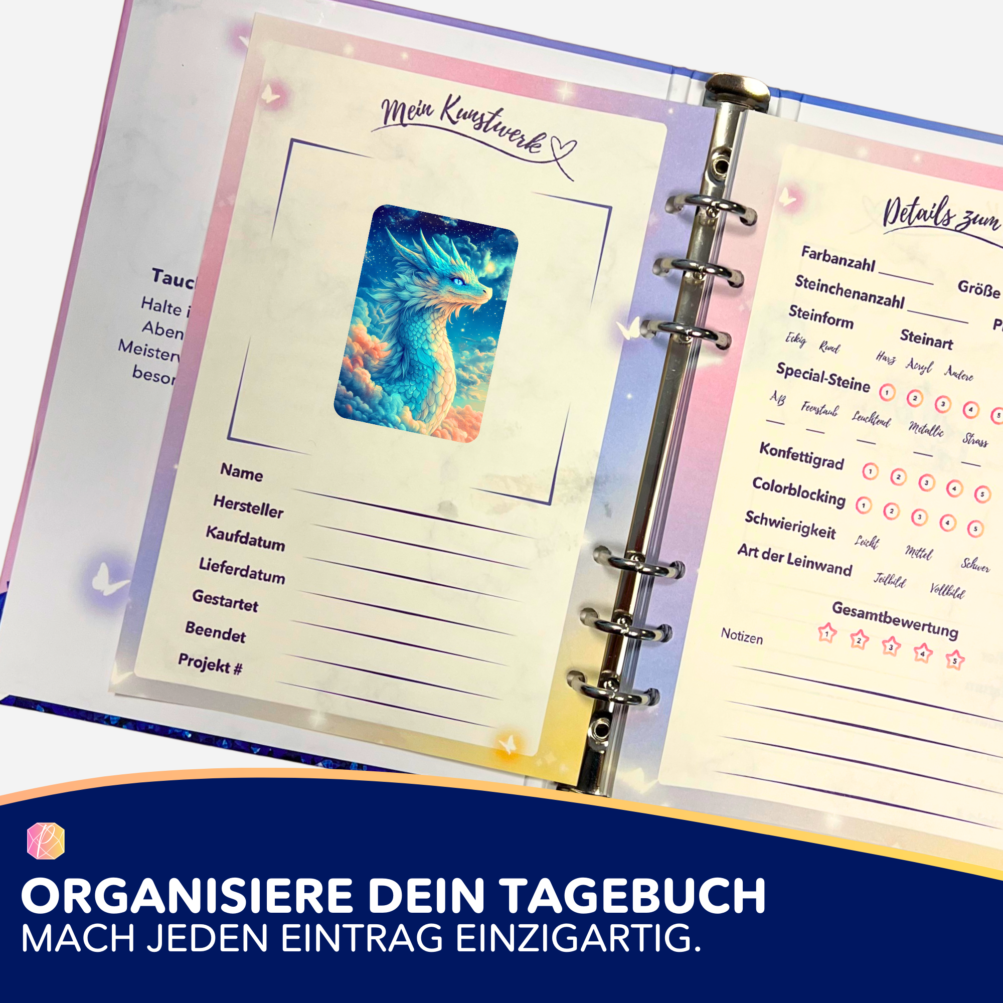 Aufkleber 5er-Set - Susen Pfifferling - Himmelsdrache Saphira