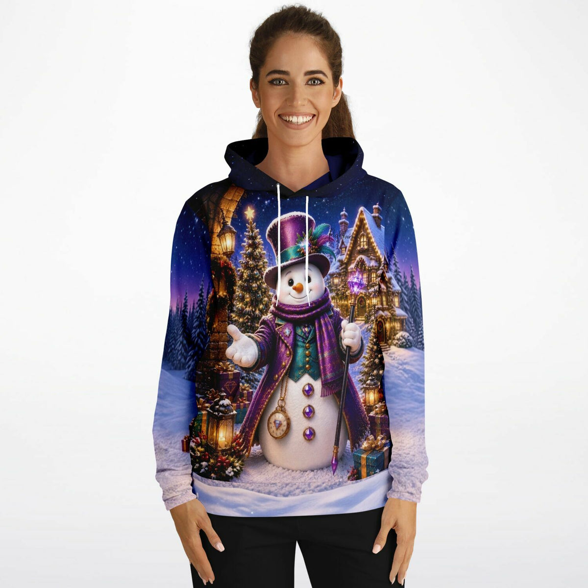 Dreamer Hoodie mit festlichem Schneemann-Motiv im Winterzauber-Design, passend zu Diamond Painting und Malen nach Zahlen
