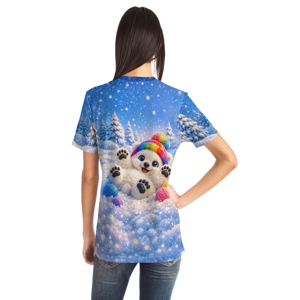 T-Shirt Winterfreude mit süßem Eisbär im Schnee, im Stil beliebter Diamond Painting und Malen nach Zahlen Motive
