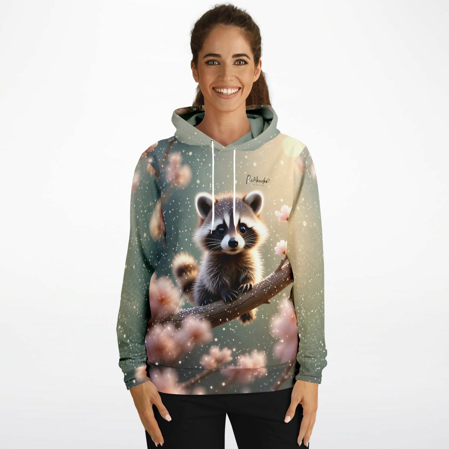 Damen Hoodie mit süßem Waschbär-Motiv im Dreamer-Design, passend zu Diamond Painting und Malen nach Zahlen Motiven