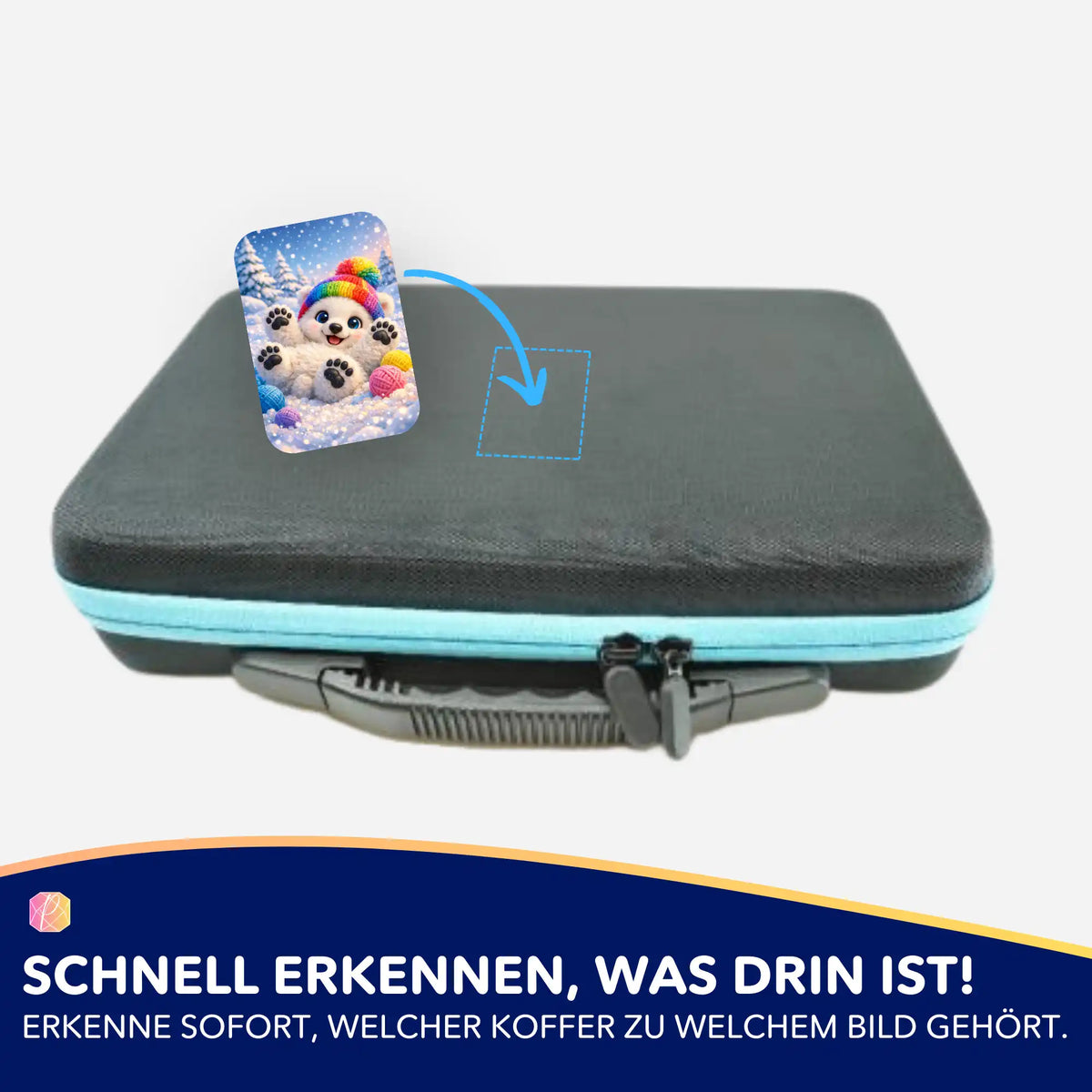 Picmondoo Aufkleber-Set zur Organisation von Diamond Painting Koffern mit süßem Winterbären-Motiv