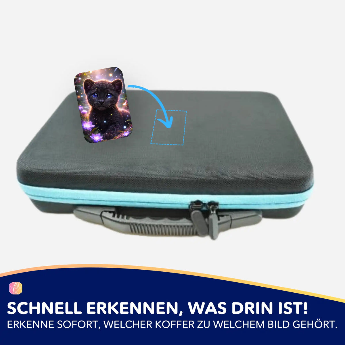 Picmondoo Diamond Painting Aufkleber 5er-Set zur Organisation des Zubehörkoffers mit süßem Panther-Motiv