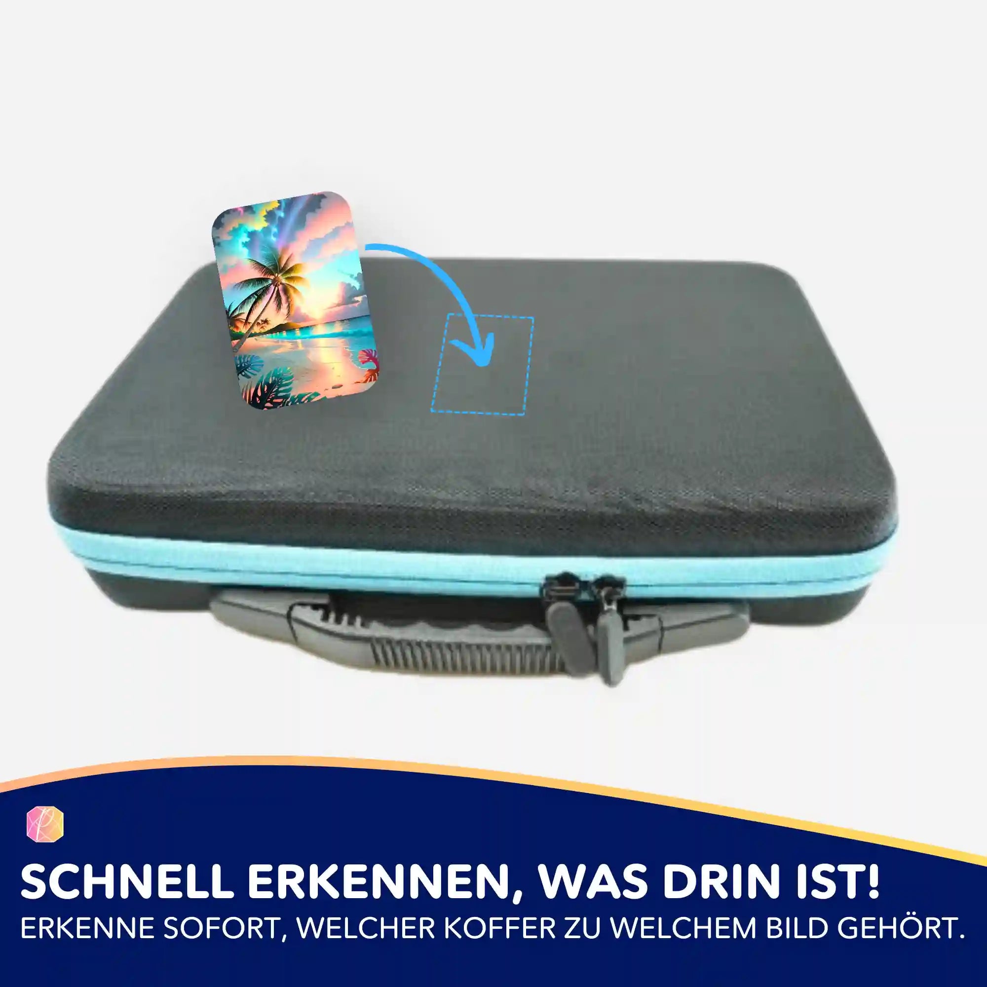 Aufkleber 5er-Set - Palme im bunten Abendhimmel