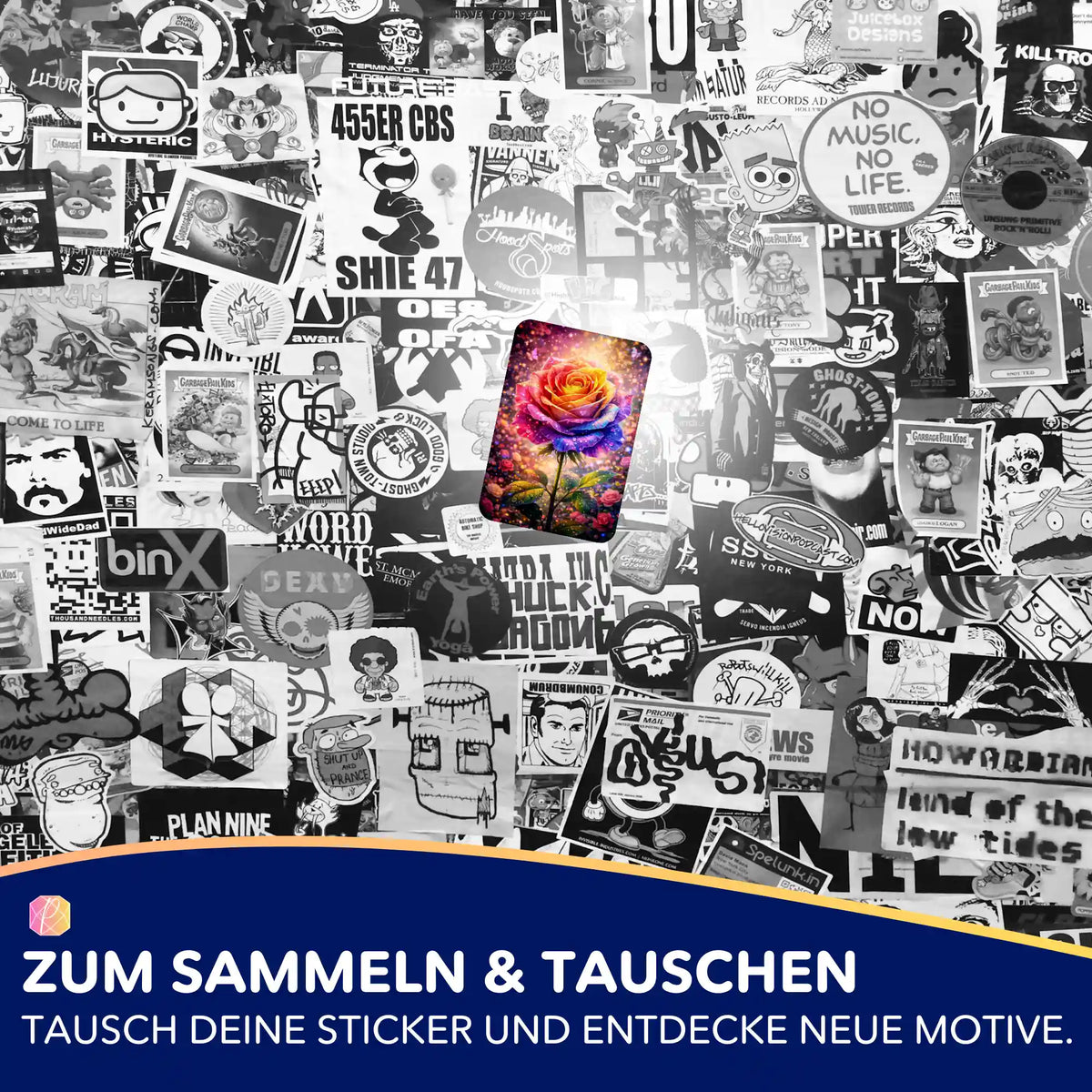 Buntes Rosen-Motiv Sticker aus einem Picmondoo Diamond Painting Set zur Dekoration und Organisation deines Hobbys.