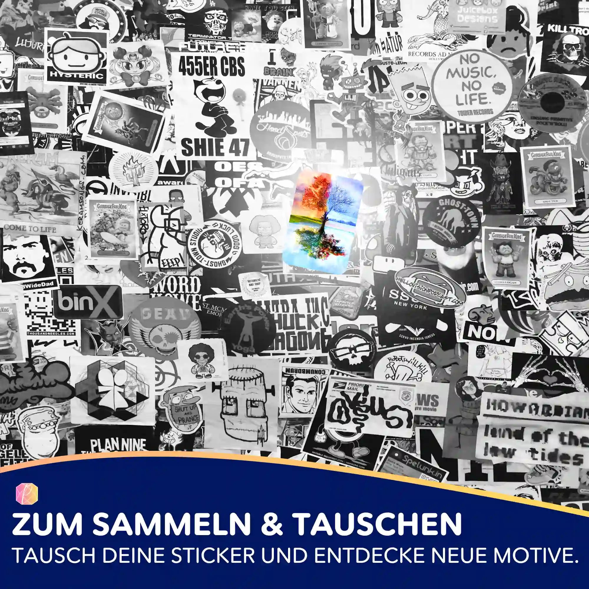 Aufkleber 5er-Set - Baum der 4 Jahreszeiten MINI
