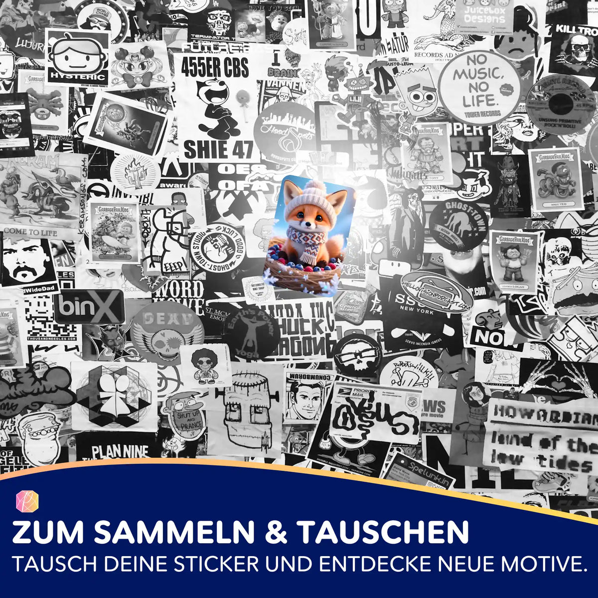 Picmondoo Sticker-Set mit süßem Fuchs-Motiv auf buntem Aufkleber für Diamond Painting Fans.