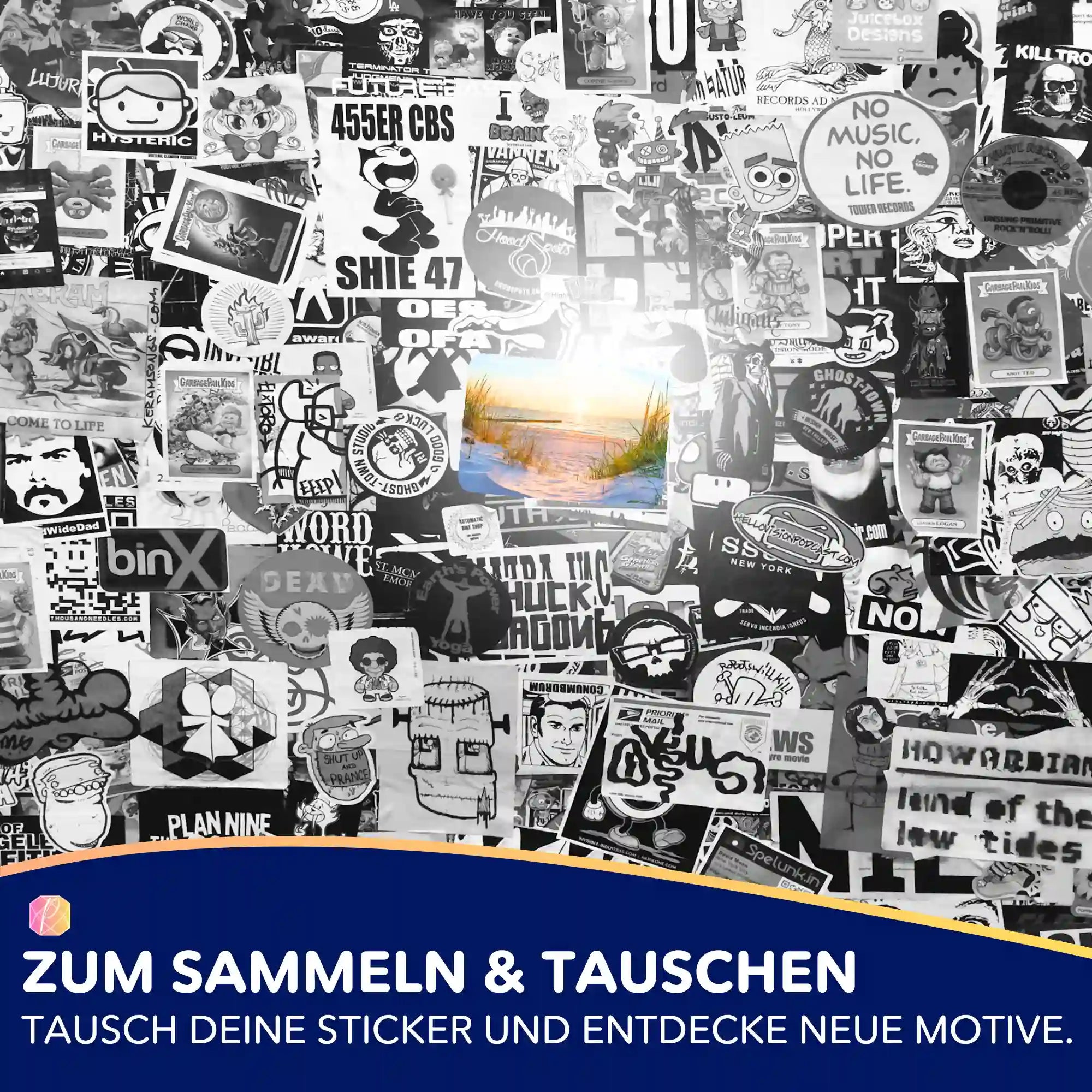 Aufkleber 5er-Set - Entspannung im Sonnenuntergang
