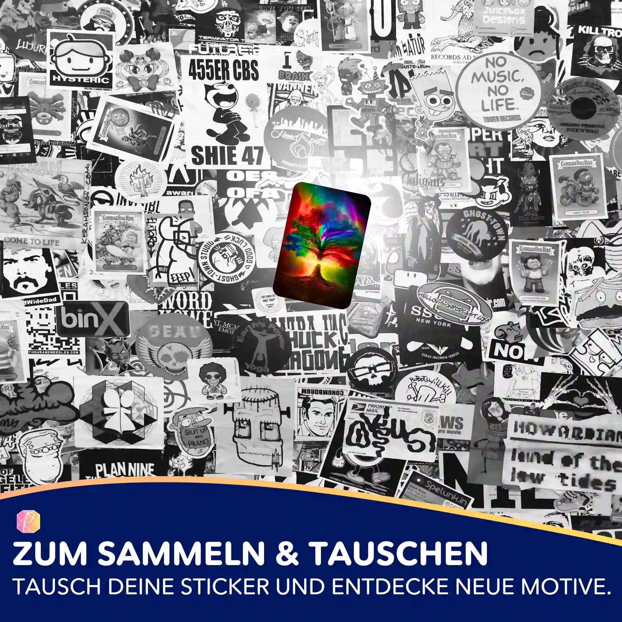 Aufkleber 5er-Set - Lebensbaum der tausend Farben