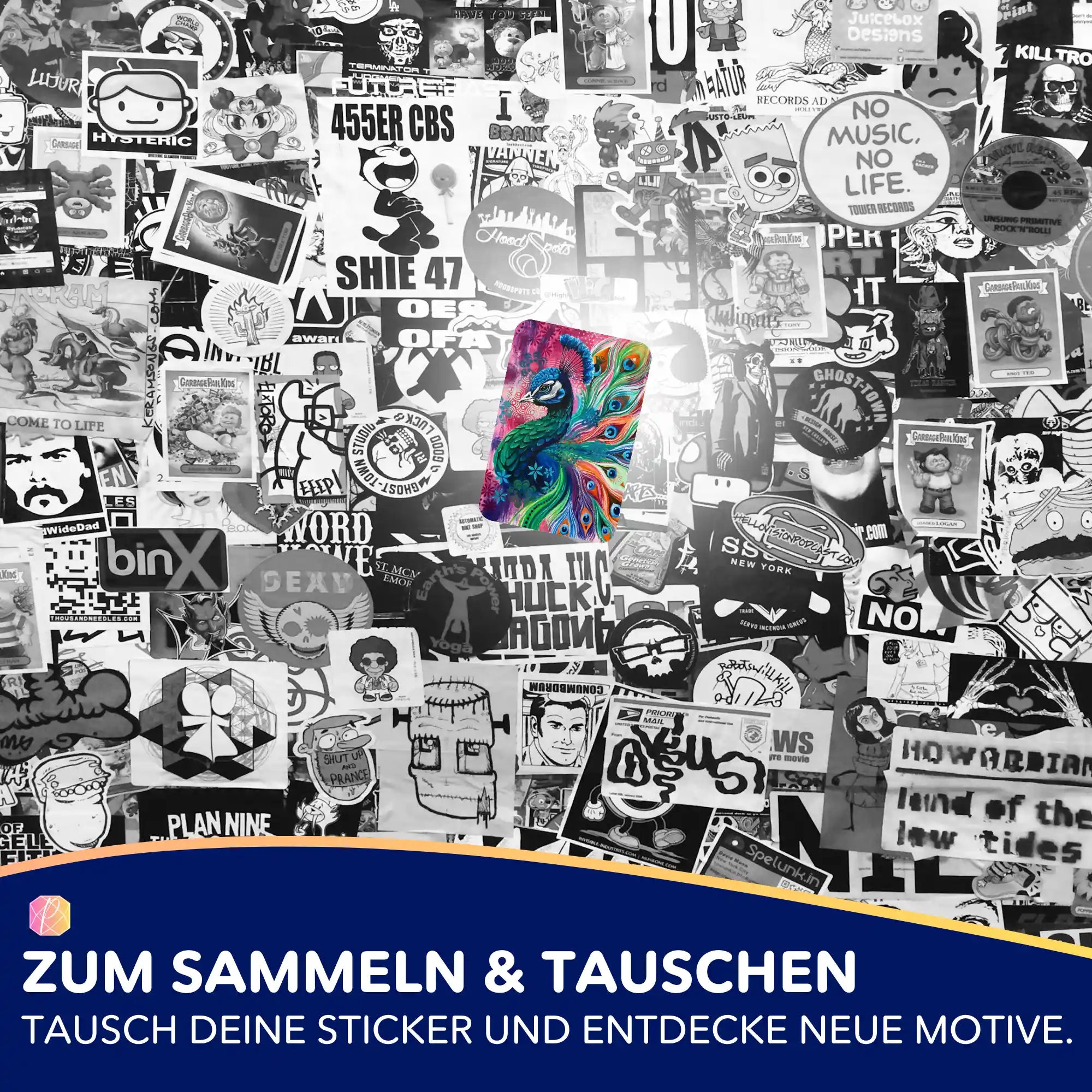 Buntes Pfau Diamond Painting Aufkleber-Set von Picmondoo zur Organisation für Diamond Painting Fans.