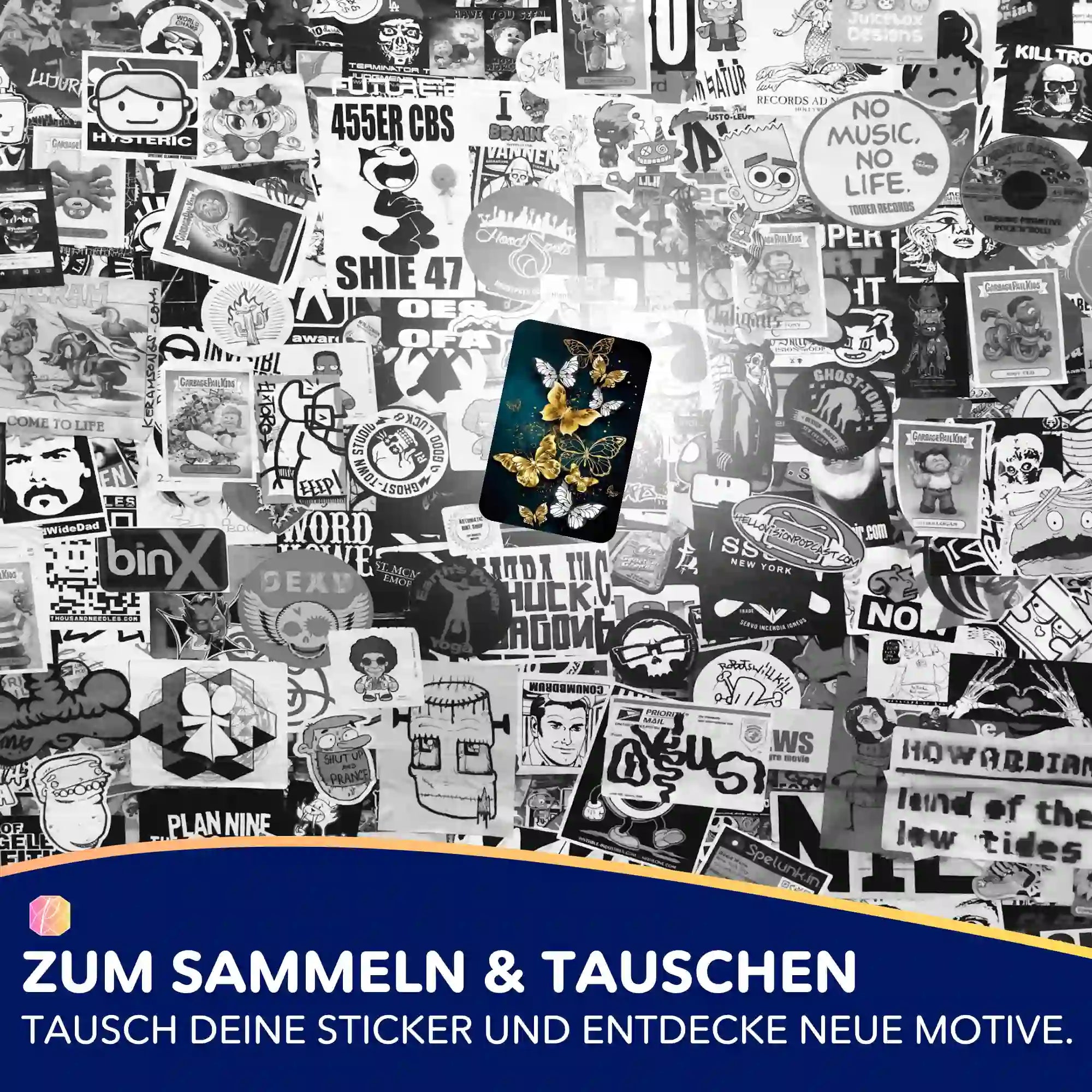 Aufkleber 5er-Set - Goldene Schmetterlinge