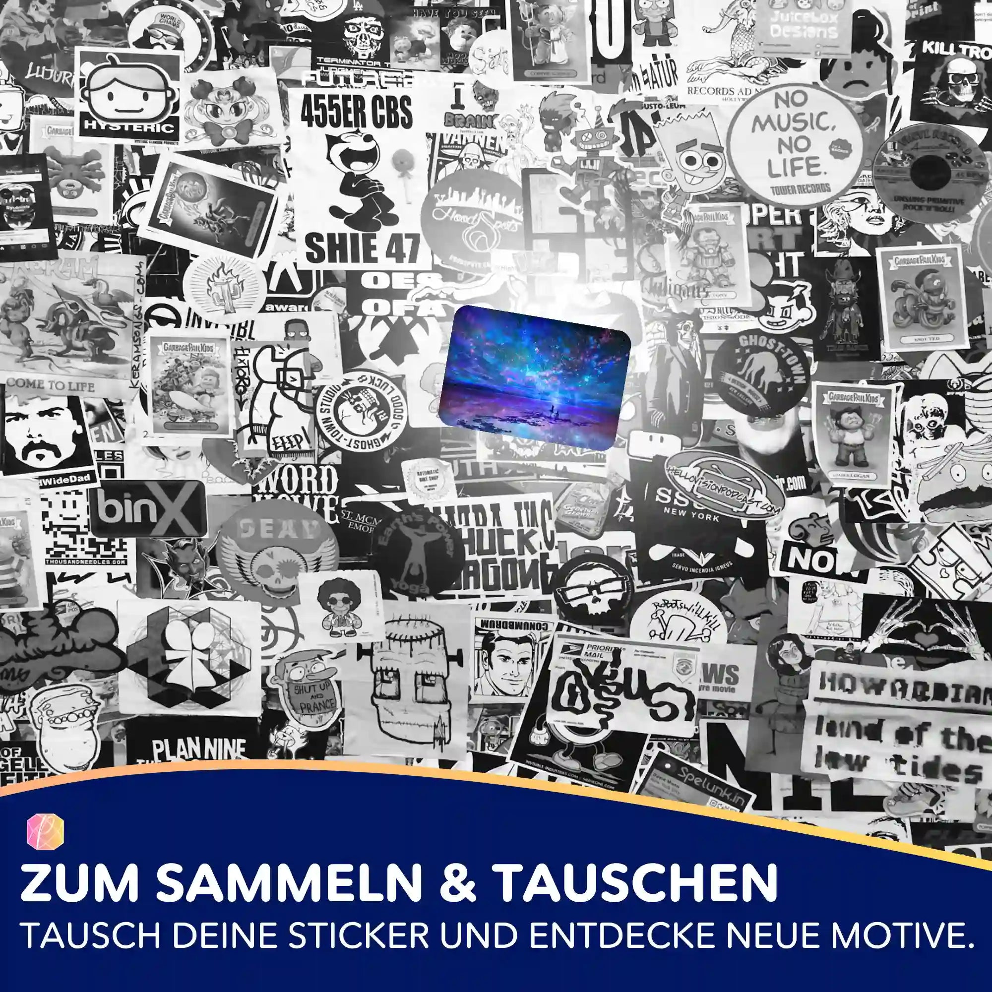 Aufkleber 5er-Set - Ozean trifft auf Universum MINI