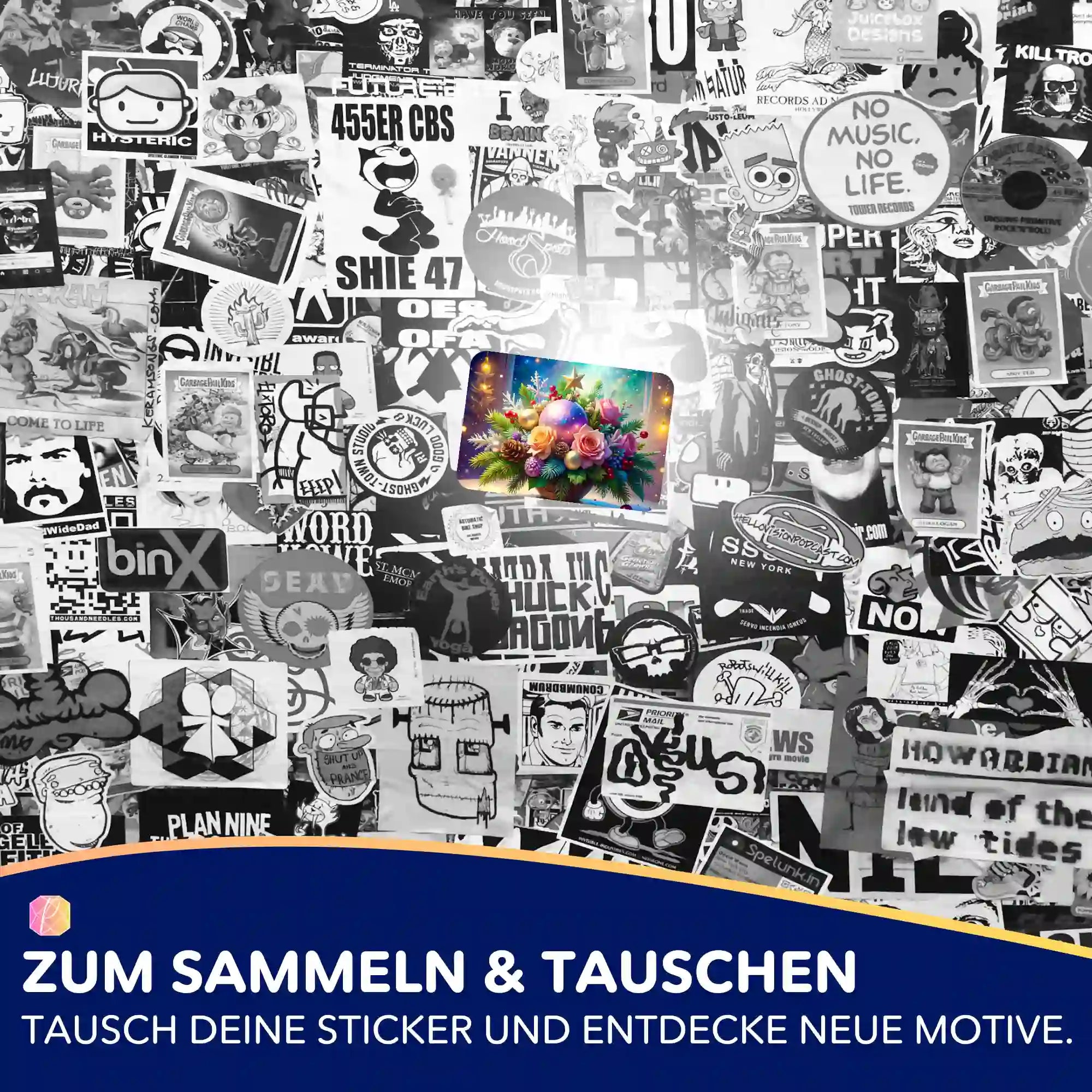 Aufkleber 5er-Set - Weihnachtsgesteck