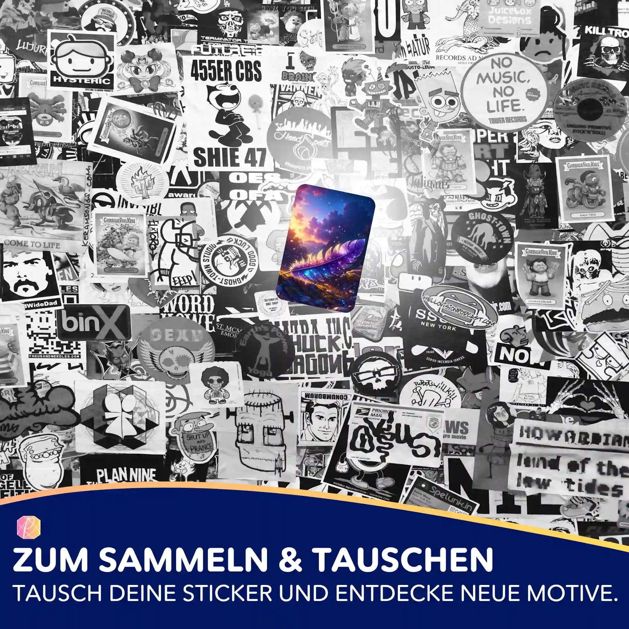 Aufkleber 5er-Set - Feder im Sternenlicht