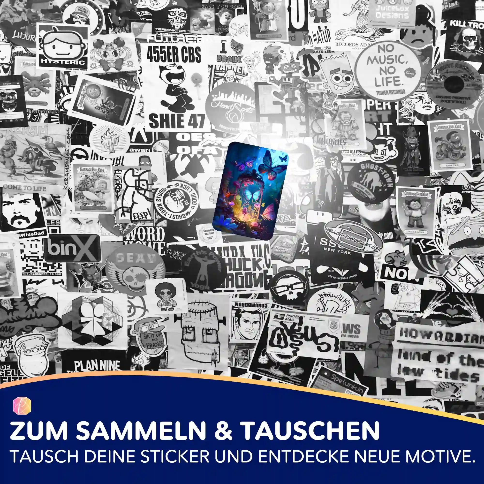 Aufkleber 5er-Set - Nacht der Schmetterlinge