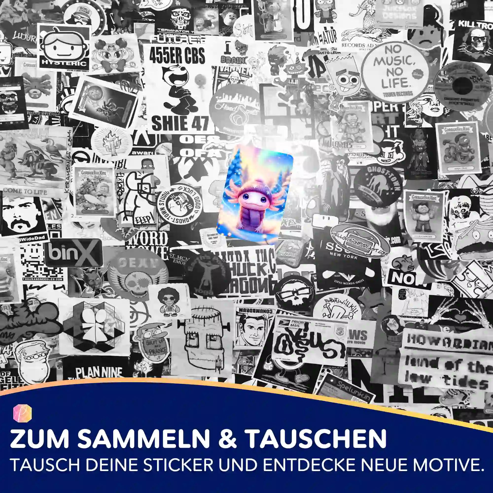 Aufkleber 5er-Set - Axolotl im Urlaub