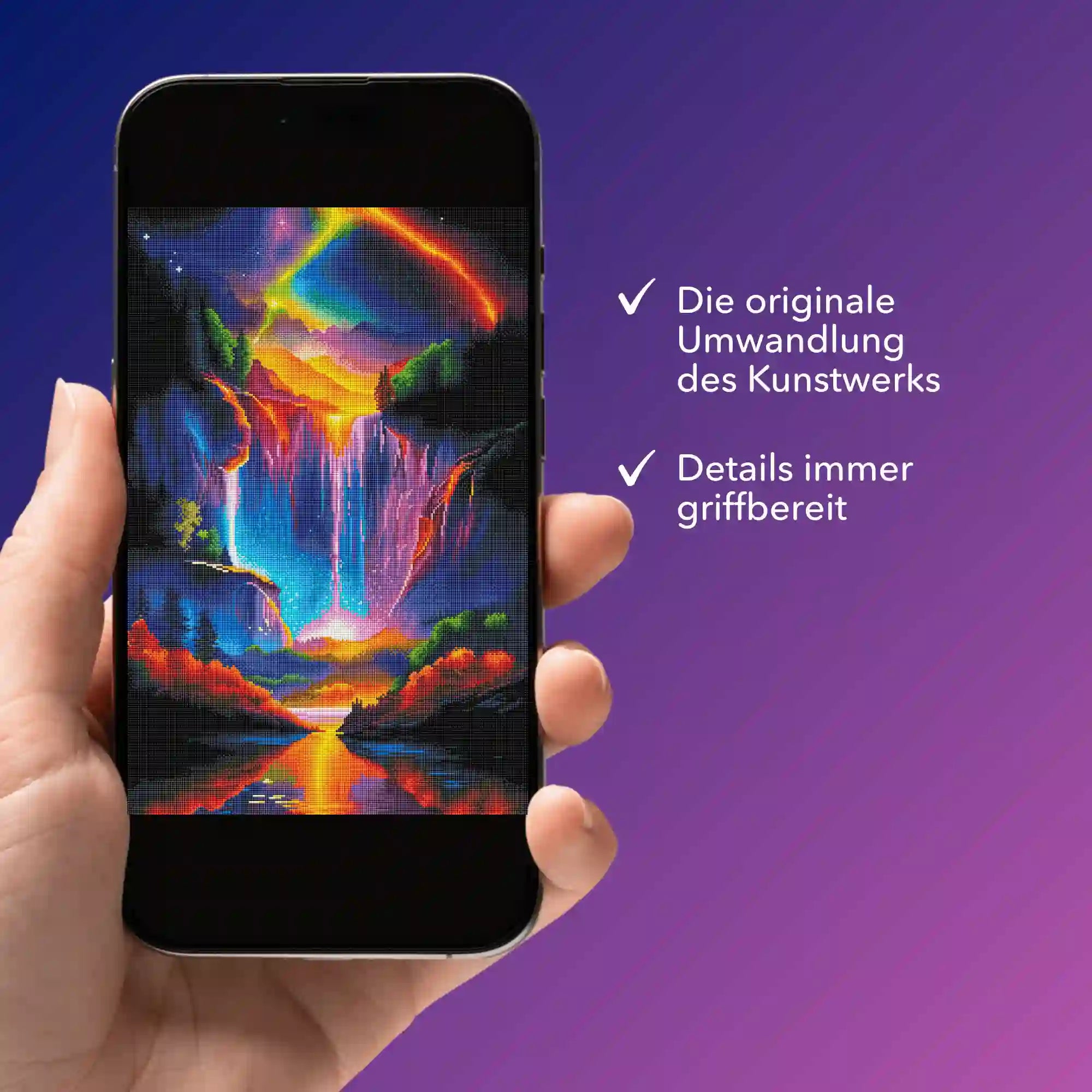 Digitale Bildmappe - Nachtleuchten am Wasserfall