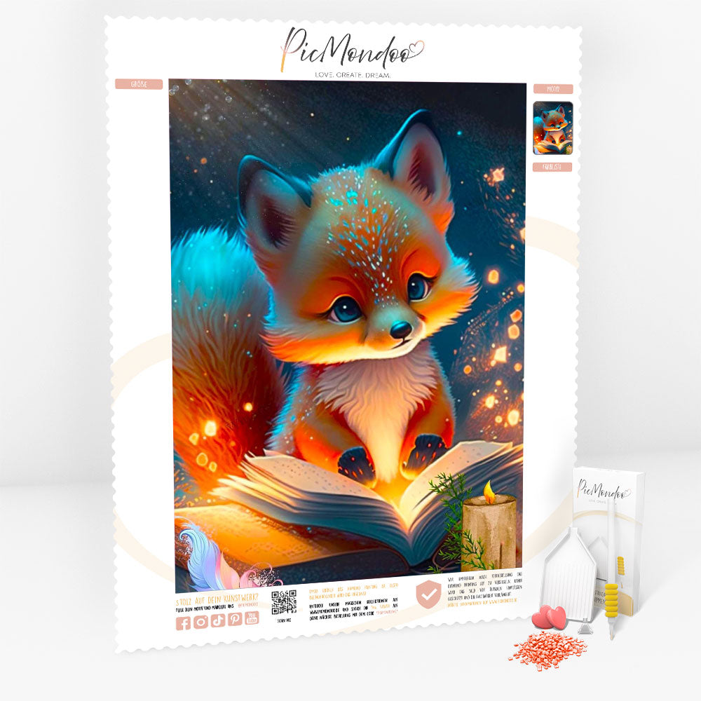Diamond Painting Leinwand Lesestunde im Fuchswald "Limited Edition"