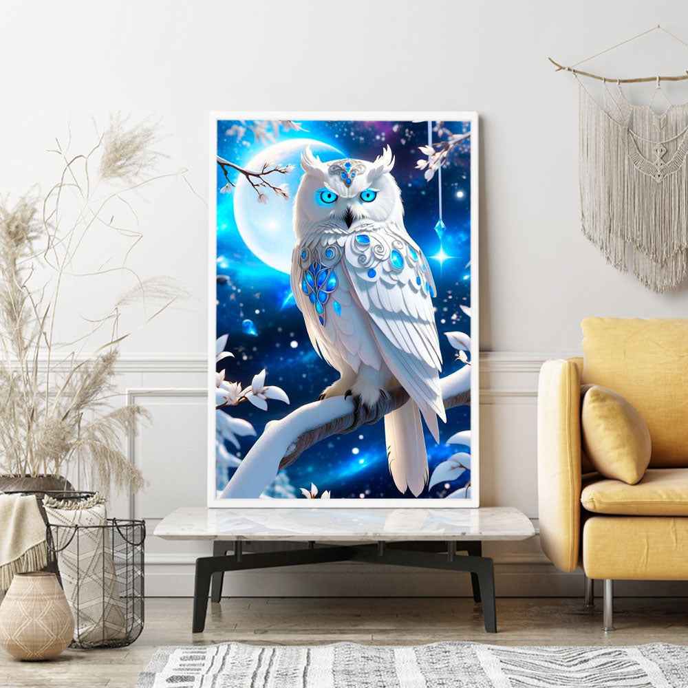 Diamond Painting Wandgestaltung Blue eyes owl