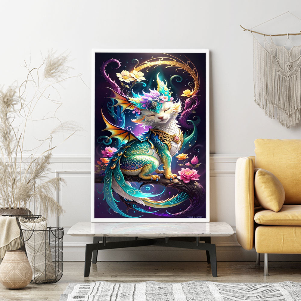 Diamond Painting Wandgestaltung Dragon Cat